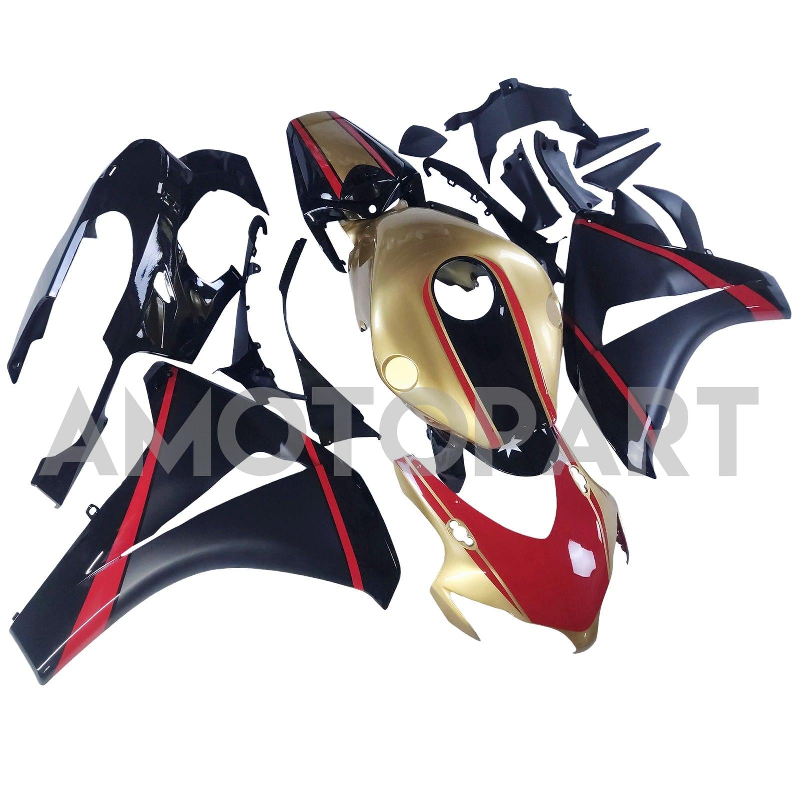 Amotopart 2008-2011 Honda CBR1000RR Gold&Red Fairing Kit