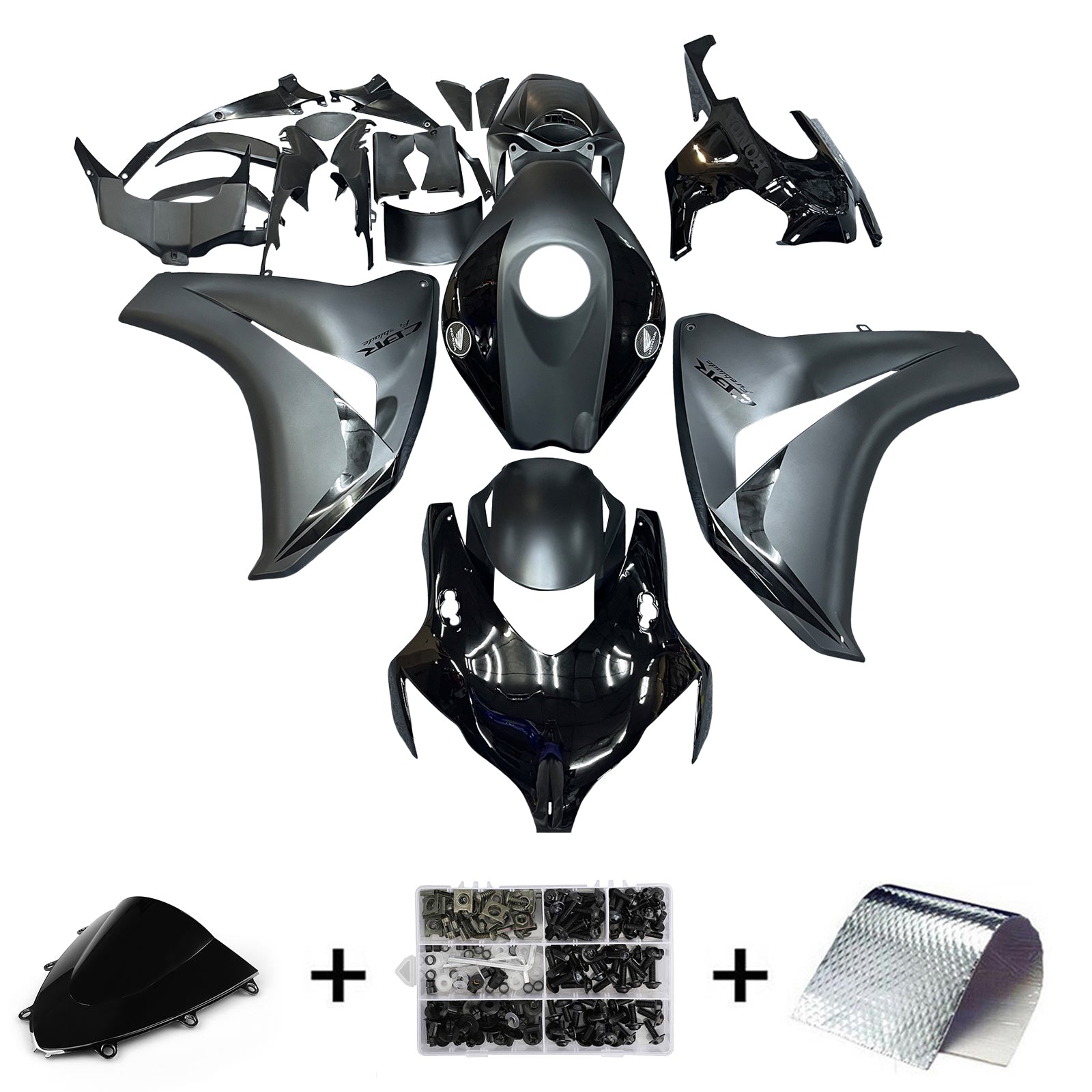 Amotopart 2008-2011 Honda CBR1000RR Matte & Gloss Black Fairing Kit