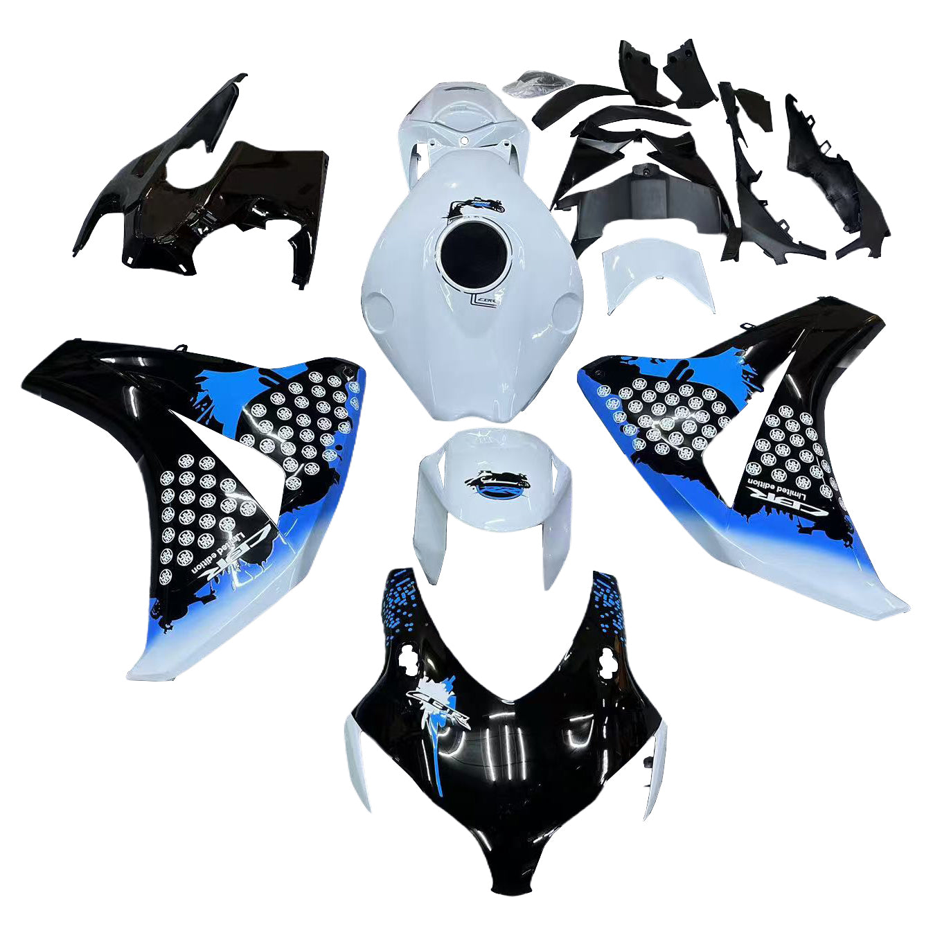 Amotopart 2008-2011 ホンダ CBR1000RR ブラック&ブルー スポット フェアリングキット