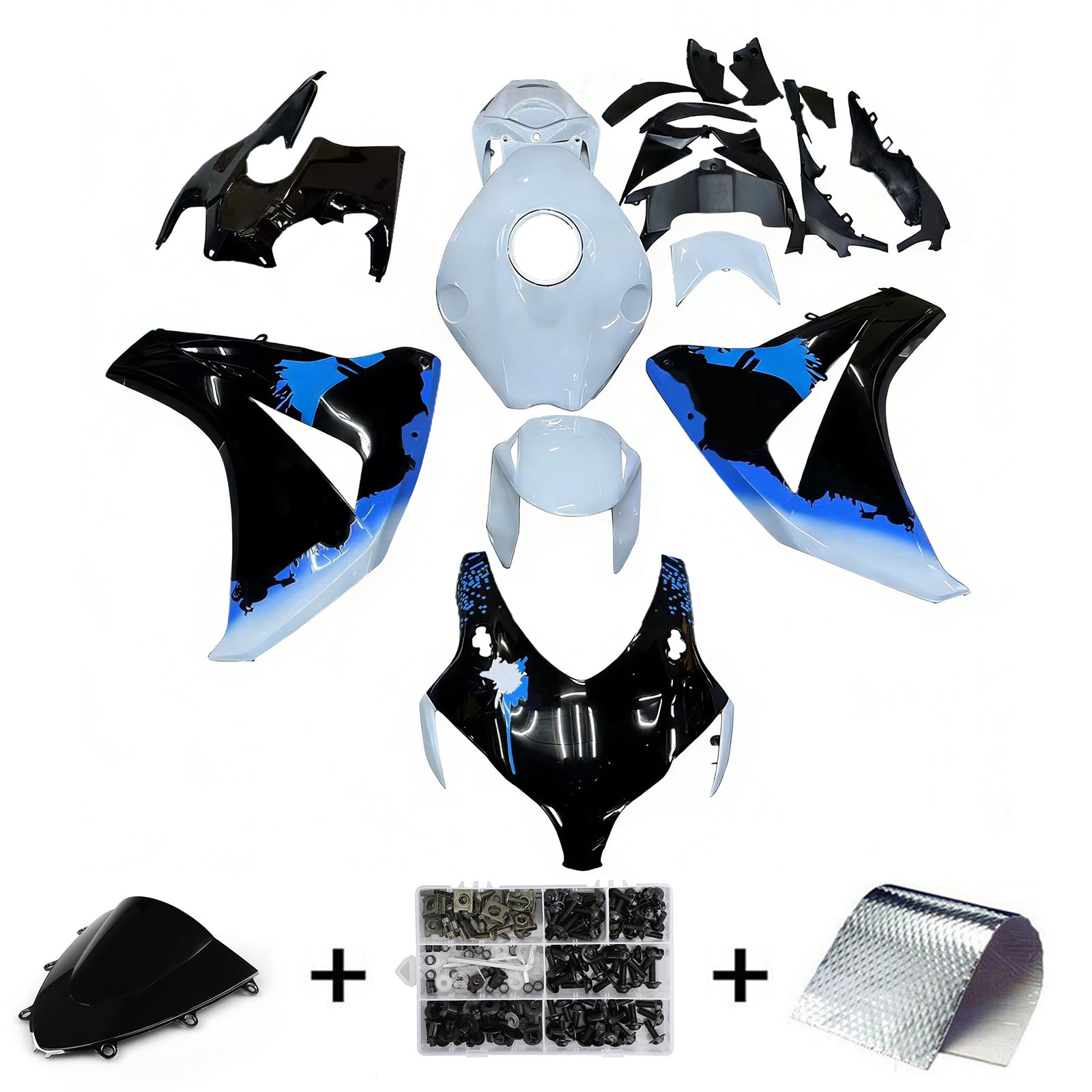 Amotopart 2008-2011 Honda CBR1000RR Black&Blue Spot Fairing Kit
