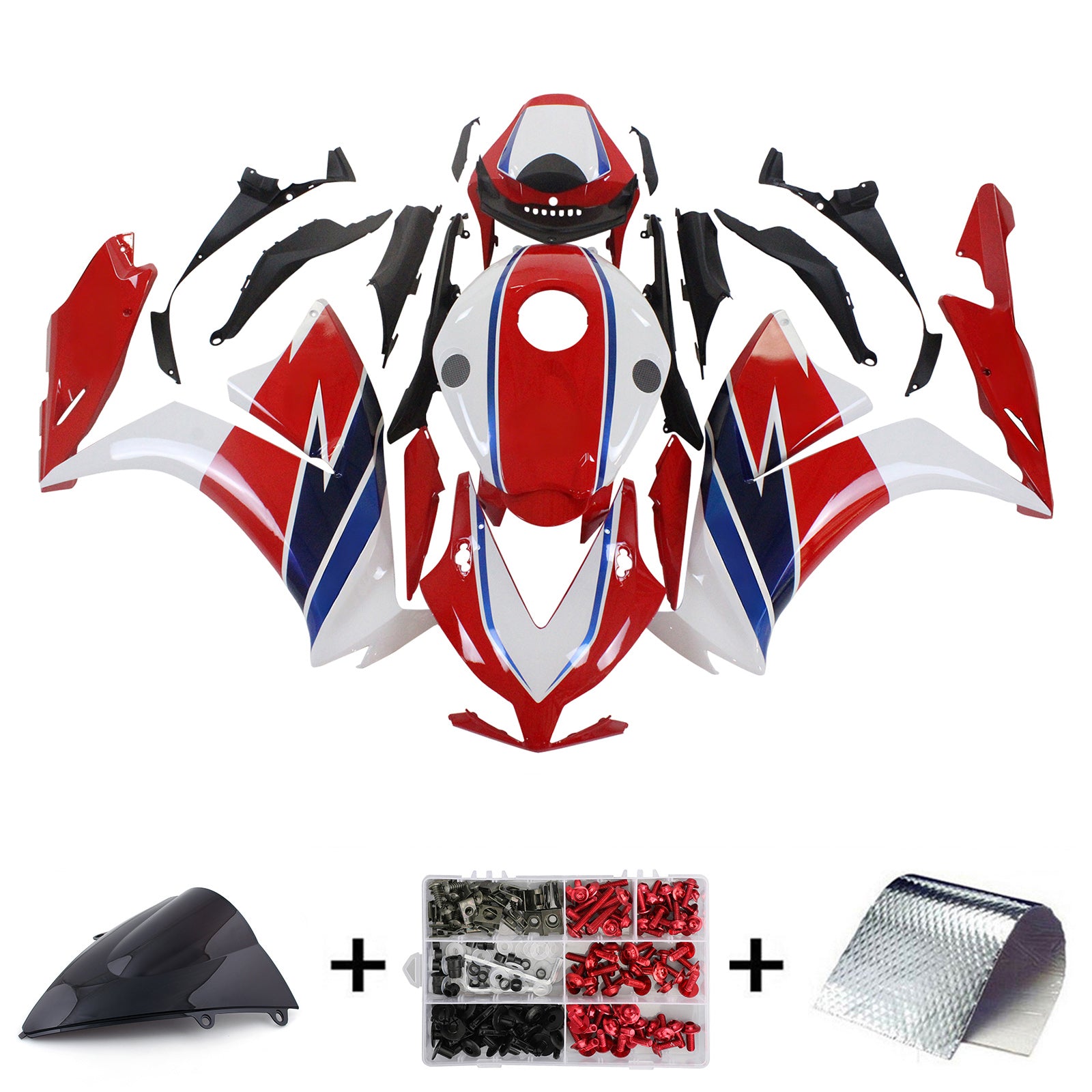 Amotopart 2012-2016 Honda CBR1000RR White Red Fairing Kit