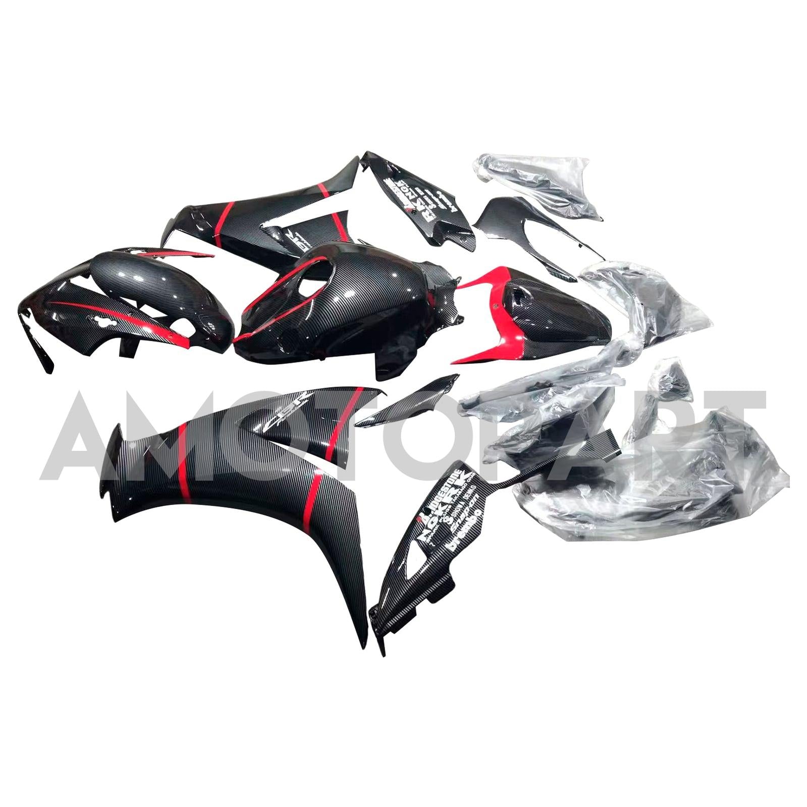 Amotopart 2012-2016 CBR1000RR Honda Carbon Fiber with Red Accent Fairing Kit