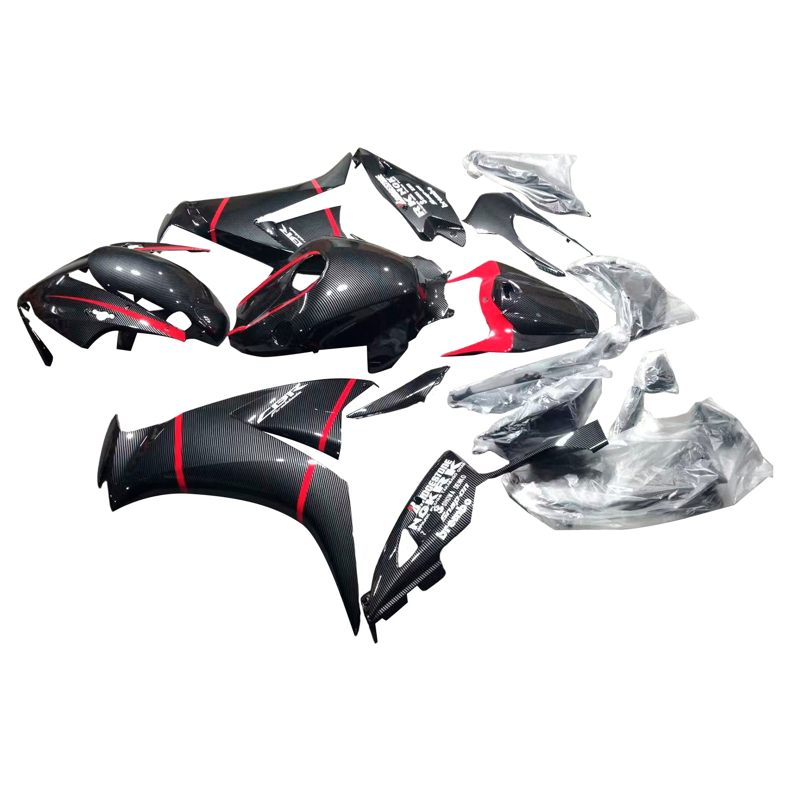 Amotopart 2012-2016 CBR1000RR Honda Carbon Fiber with Red Accent Fairing Kit