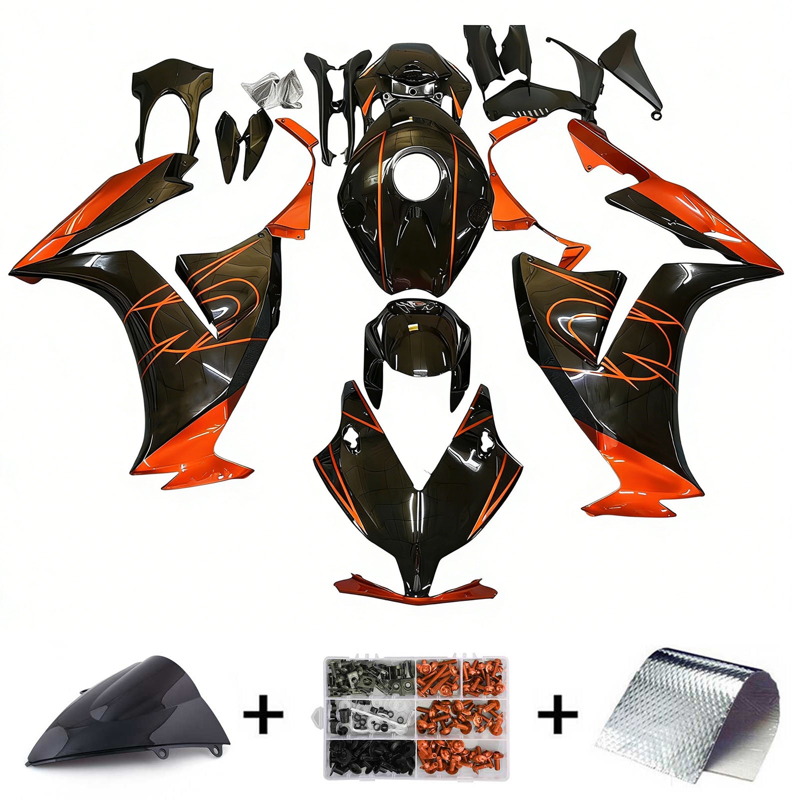 Amotopart 2012-2016 CBR1000RR Honda Black&Orange Fairing Kit