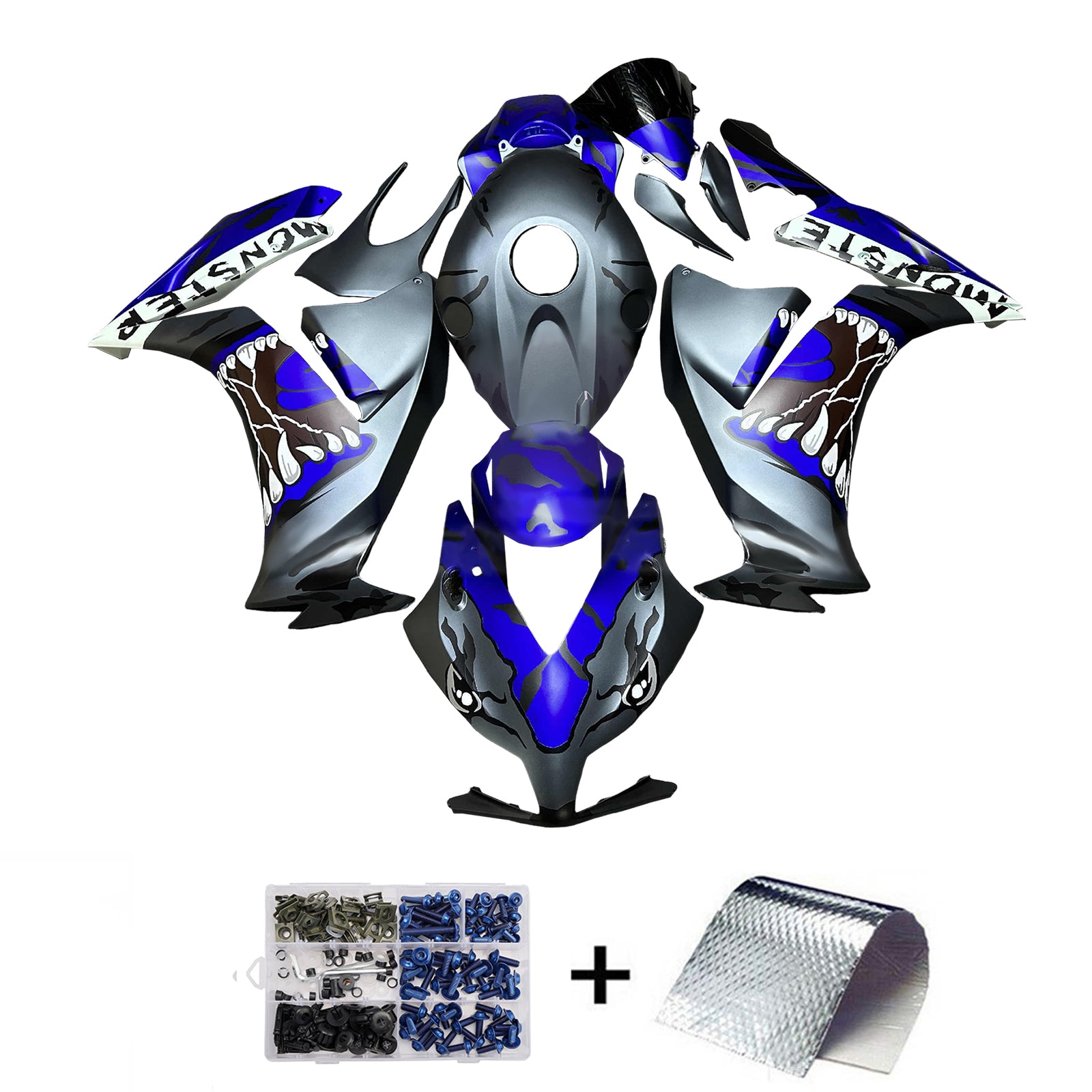 Amotopart 2012-2016 Honda CBR1000RR Matte Grey Black Blue Fairing Kit