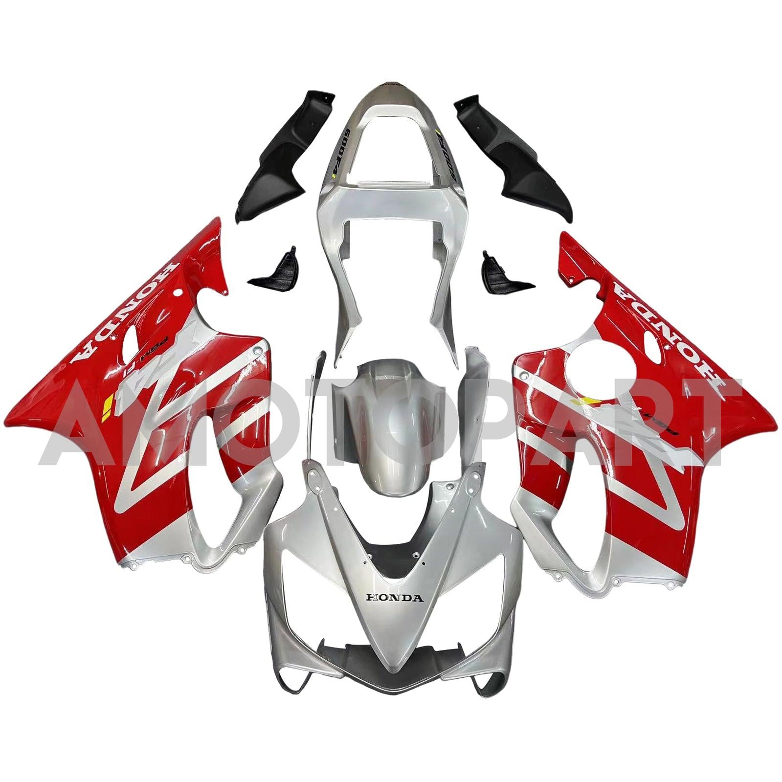 Amotopart 2001-2003 Honda CBR600F4i Fairing Red&Silver Kit