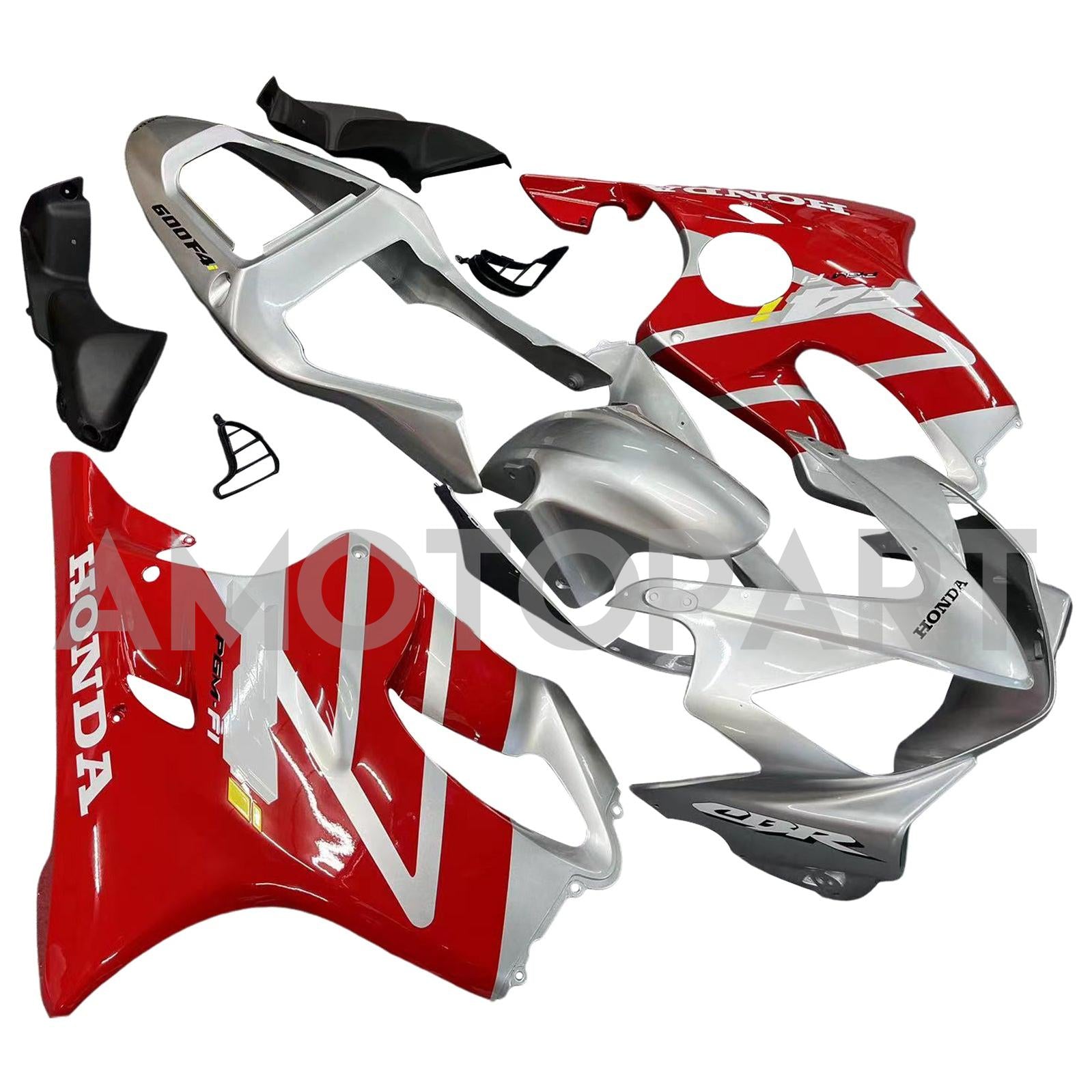Amotopart 2001-2003 Honda CBR600F4i Fairing Red&Silver Kit