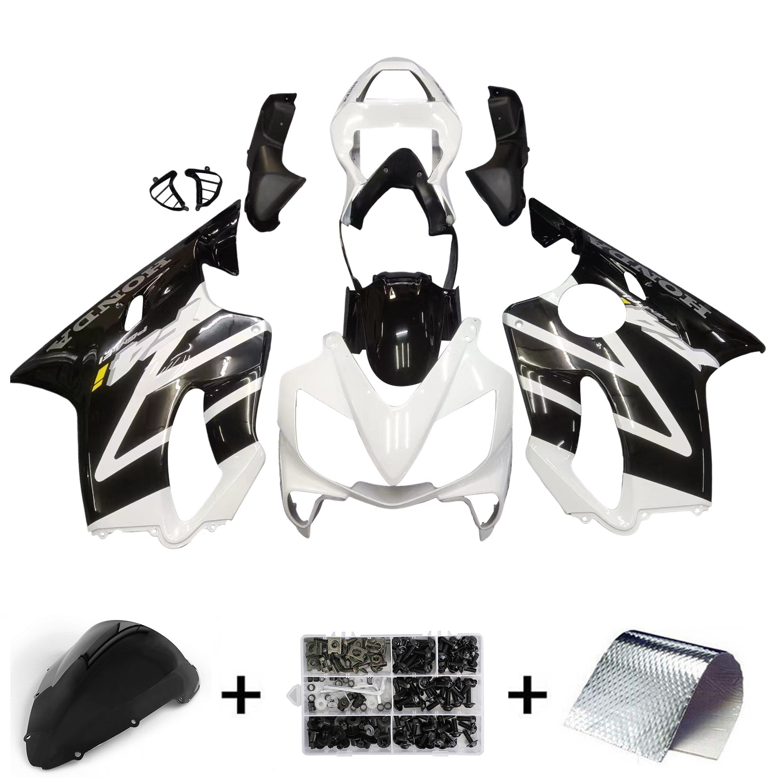 Amotopart 2001-2003 Honda CBR600 F4I White & Black Style4 Failing Kit