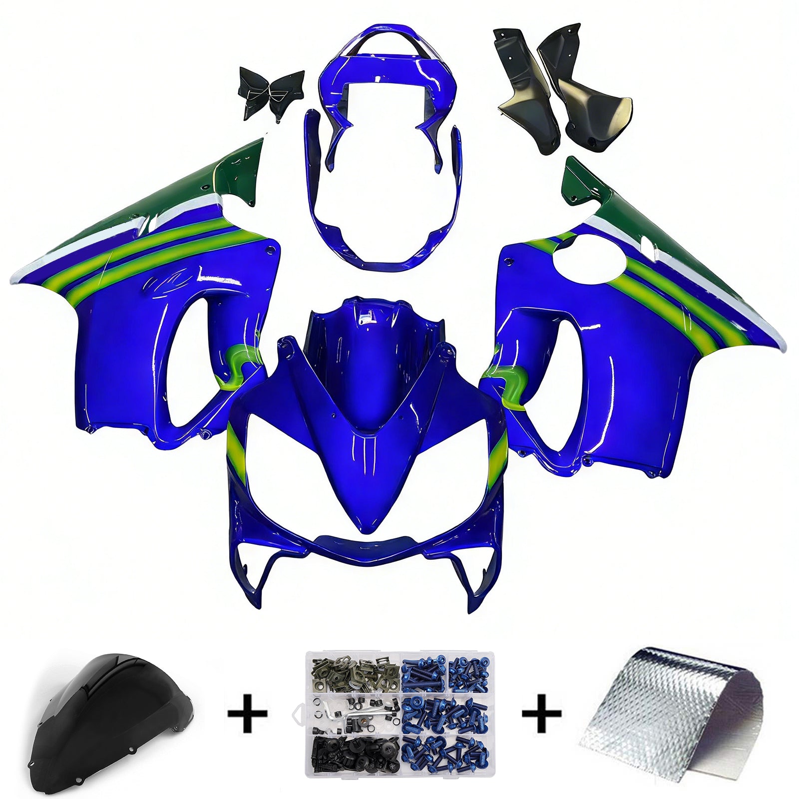 Amotopart 2001-2003 Honda CBR600 F4i Blue&Green Fairing Kit