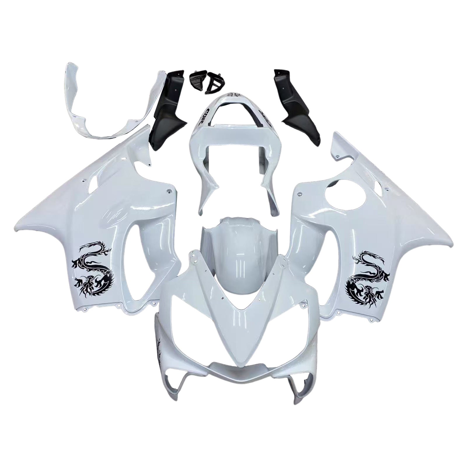 Amotopart Verkleidung für Honda 2001–2003 CBR600F4i, Weiß&Schwarzes Kit