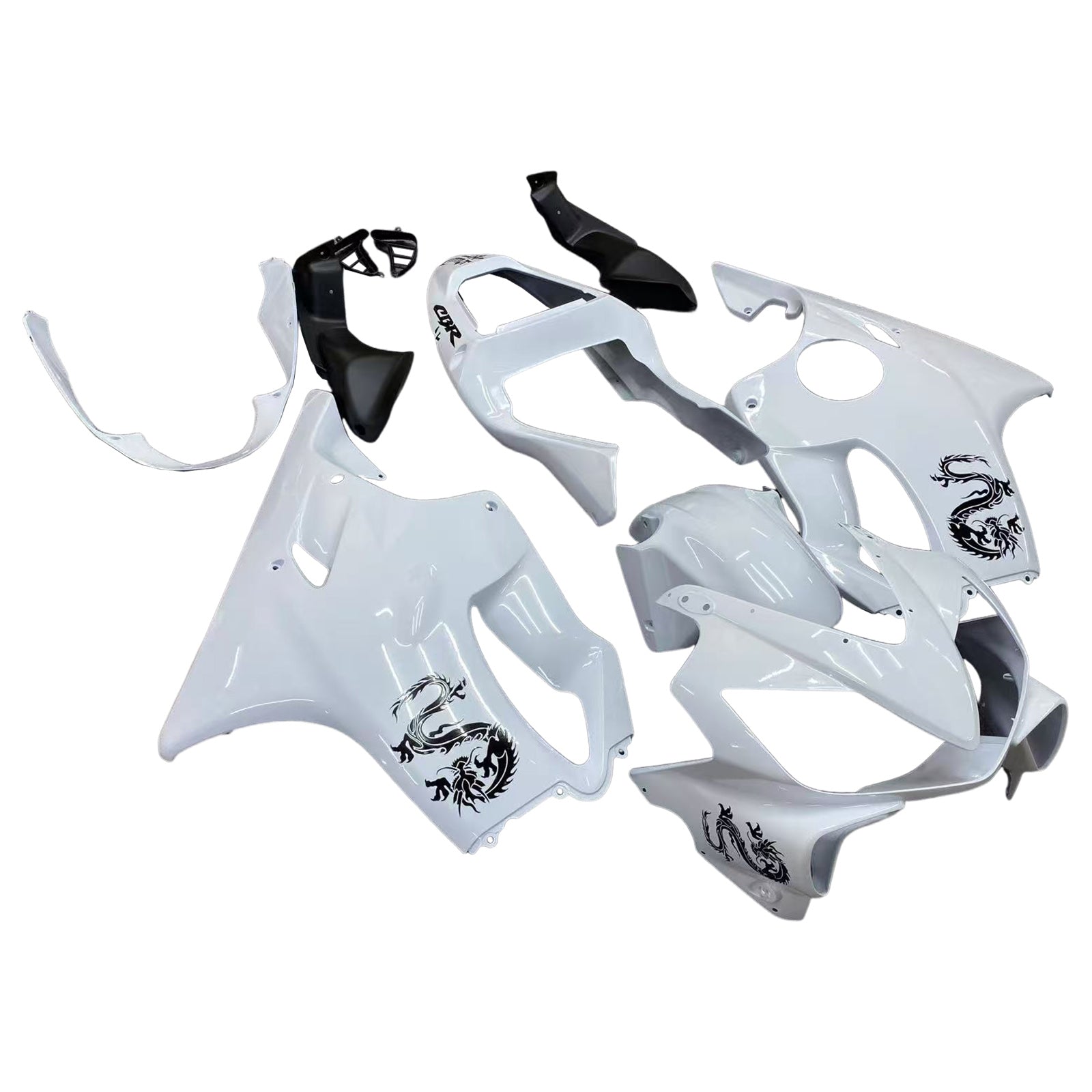 Amotopart Verkleidung für Honda 2001–2003 CBR600F4i, Weiß&Schwarzes Kit