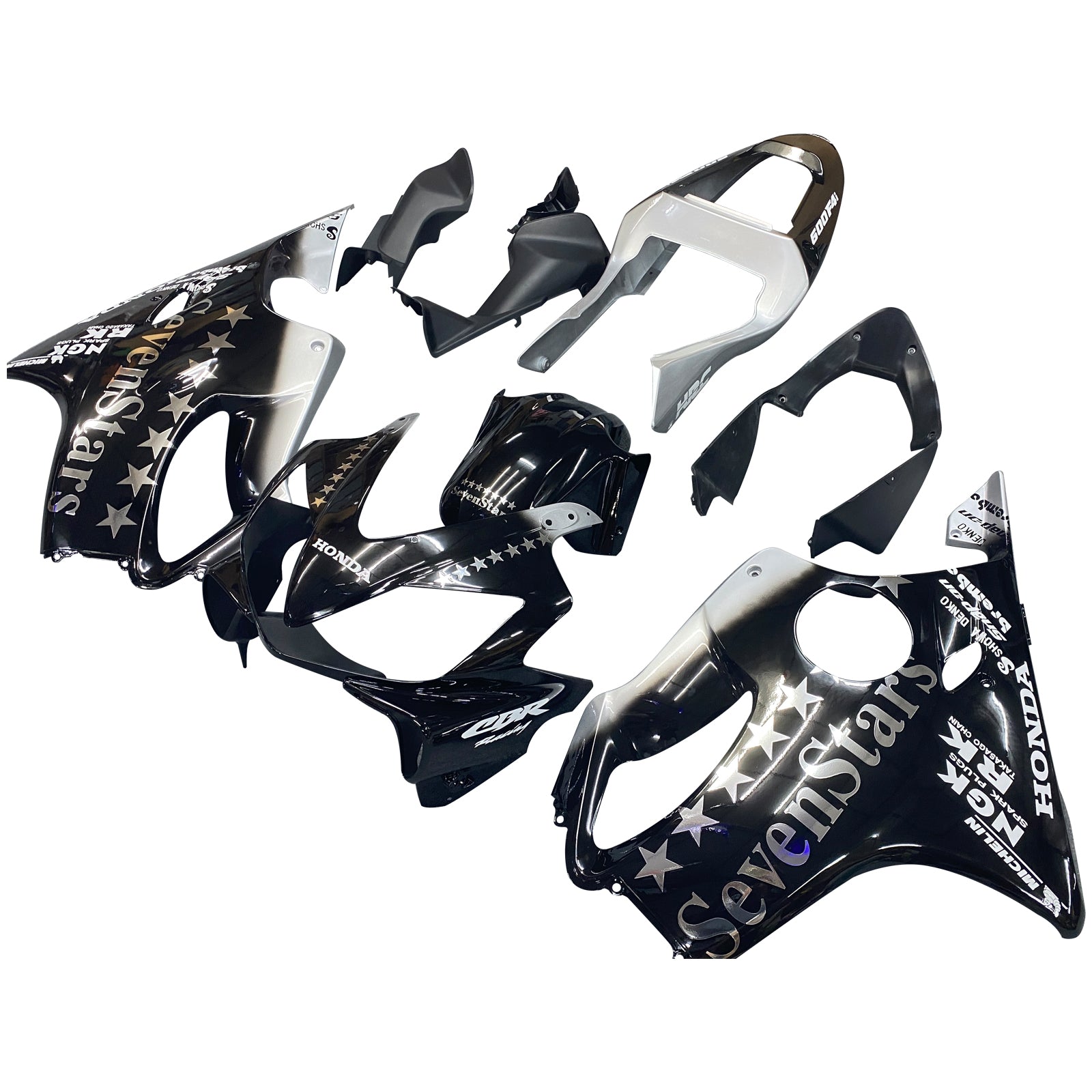 Amotopart 2001-2003 Honda CBR600F4i Fairing Black with White Accents Kit