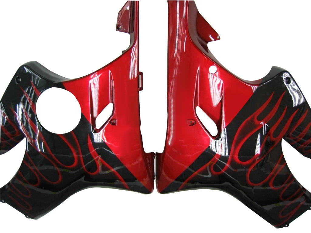 Amotopart 2001-2003 Honda CBR600 F4i Black with Red Flame Fairing Kit