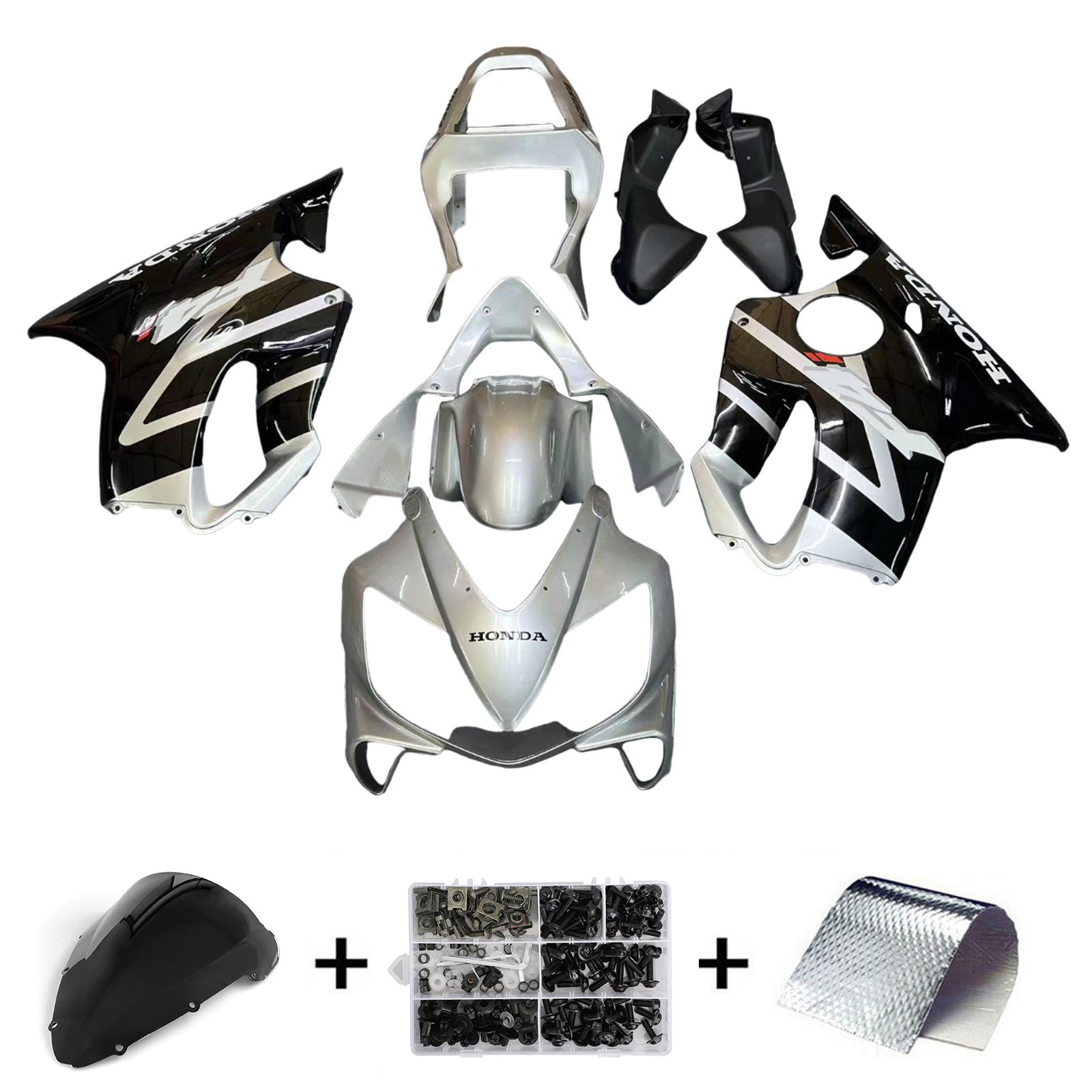 Amotopart 2001-2003 Honda CBR600 F4i Argent&Kit de carénage noir