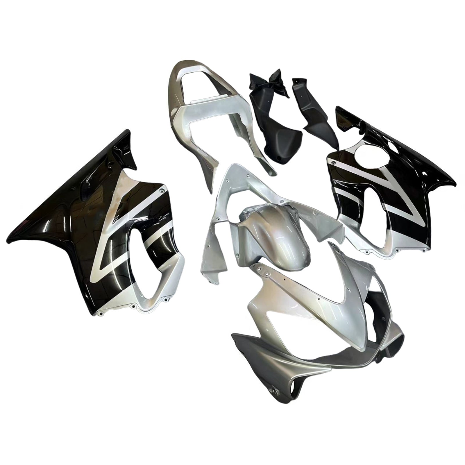 Amotopart 2001-2003 Honda CBR600 F4I Silver & Black Fairing Kit