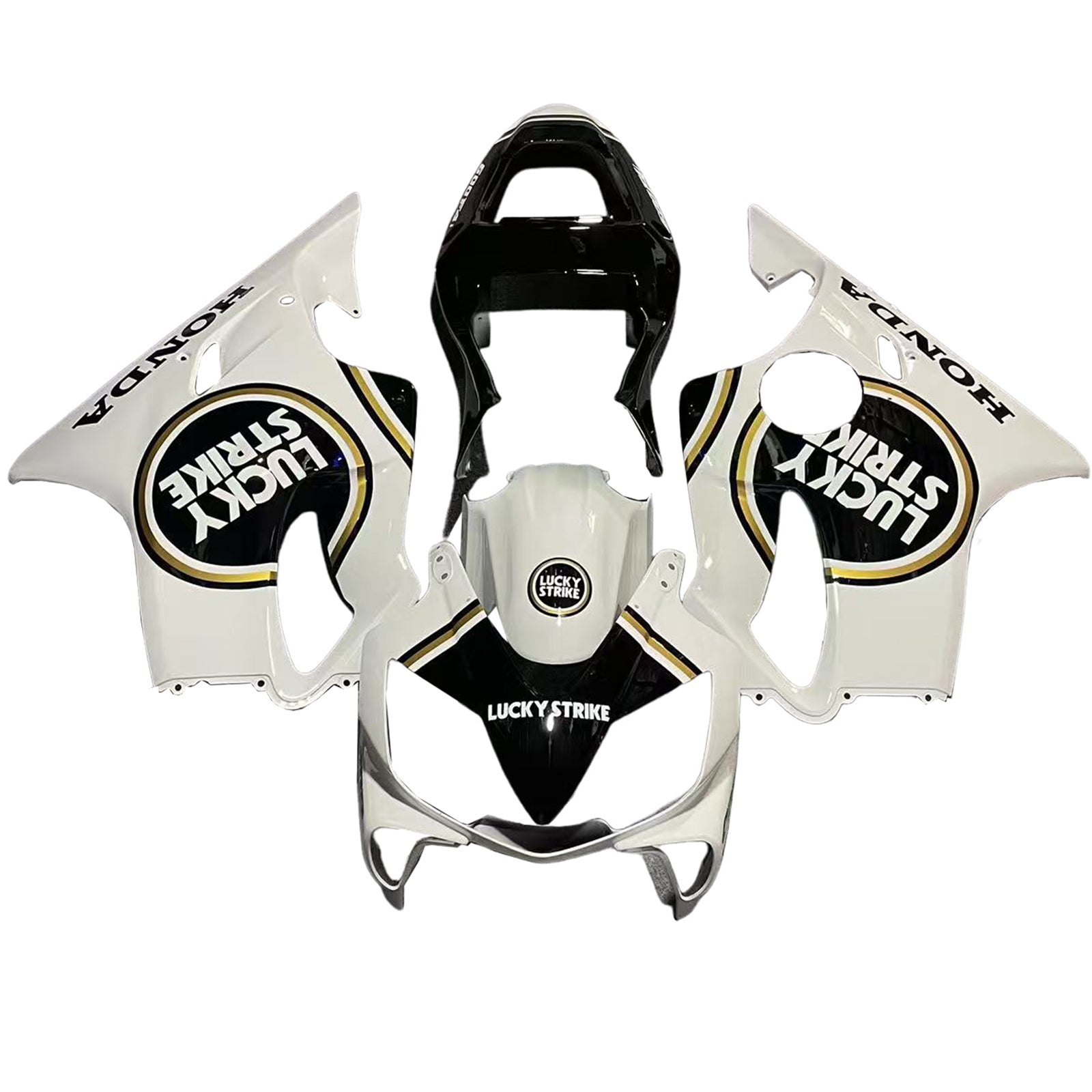 Amotopart 2001-2003 Honda CBR600F4I White & Black Style 2 Lucky Strike Fairing Kit