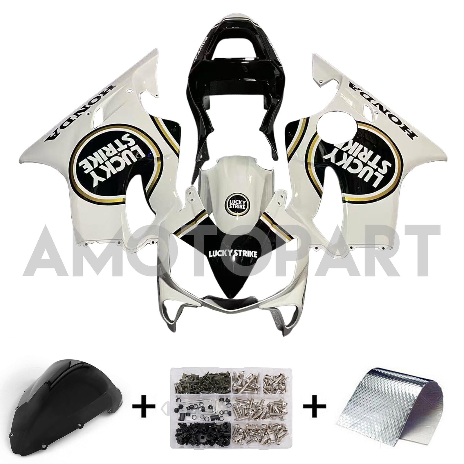 Amotopart 2001-2003 Honda CBR600F4I White & Black Style 2 Lucky Strike Facring Kit