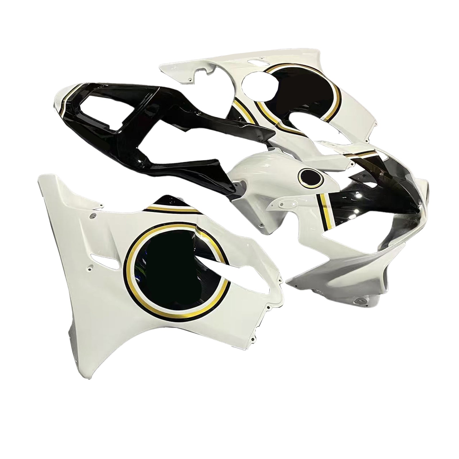 Amotopart 2001-2003 Honda CBR600 F4i Weiß&Schwarzes Style2 Lucky Strike Verkleidungsset