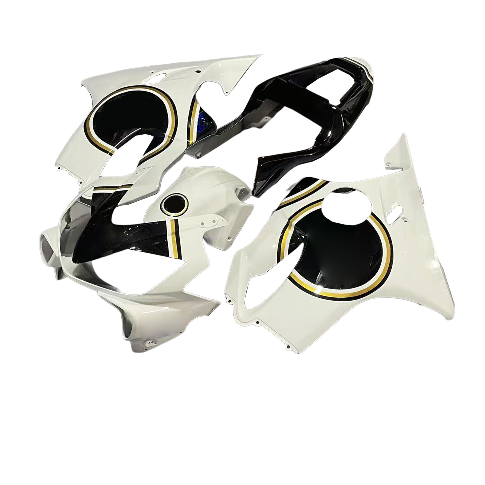 Amotopart 2001-2003 Honda CBR600 F4i Weiß&Schwarzes Style2 Lucky Strike Verkleidungsset