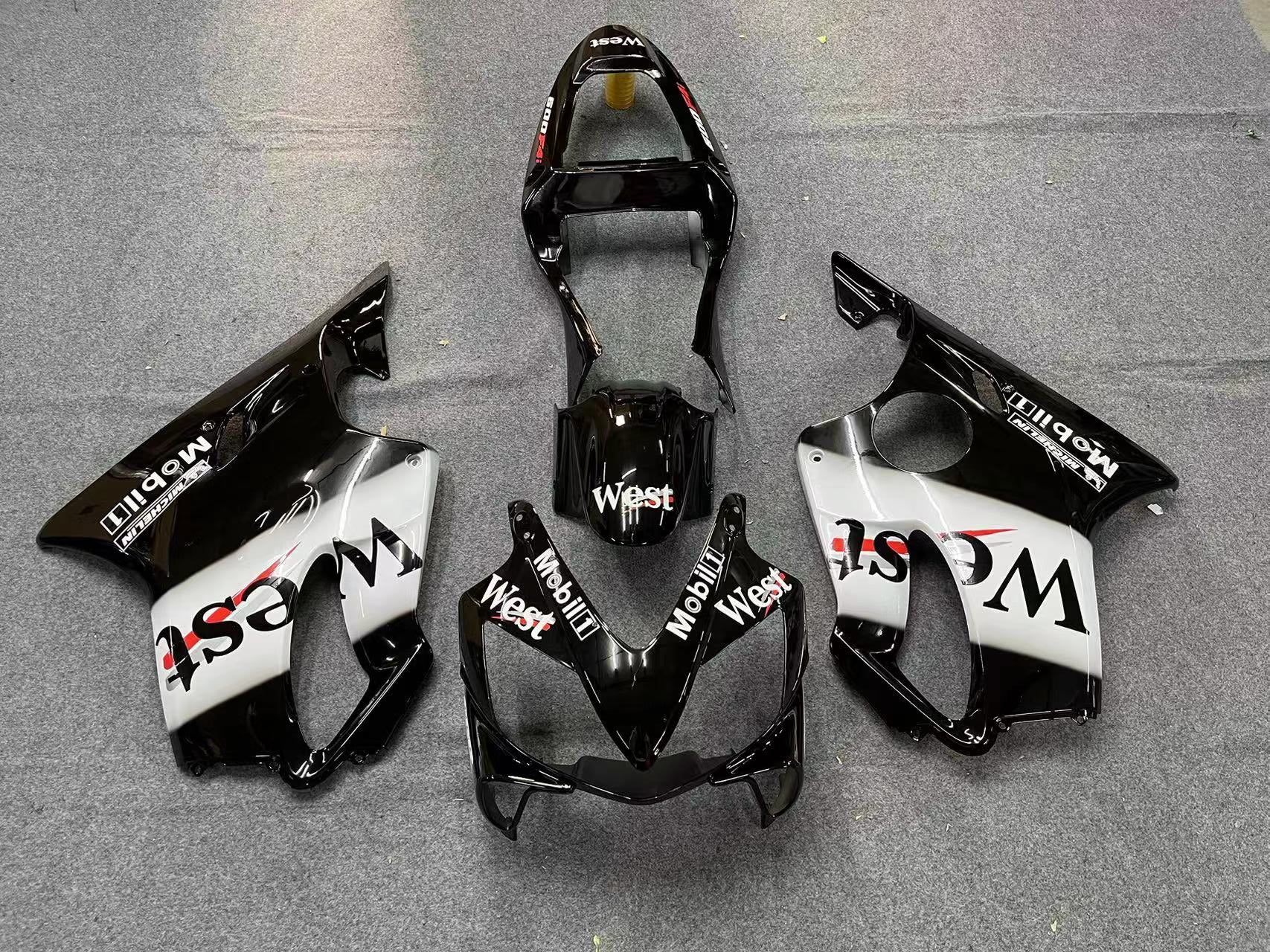 Amotopart 2001–2003 Honda CBR600 F4i Weiß&Schwarzes Style3 Akzentverkleidungs-Kit