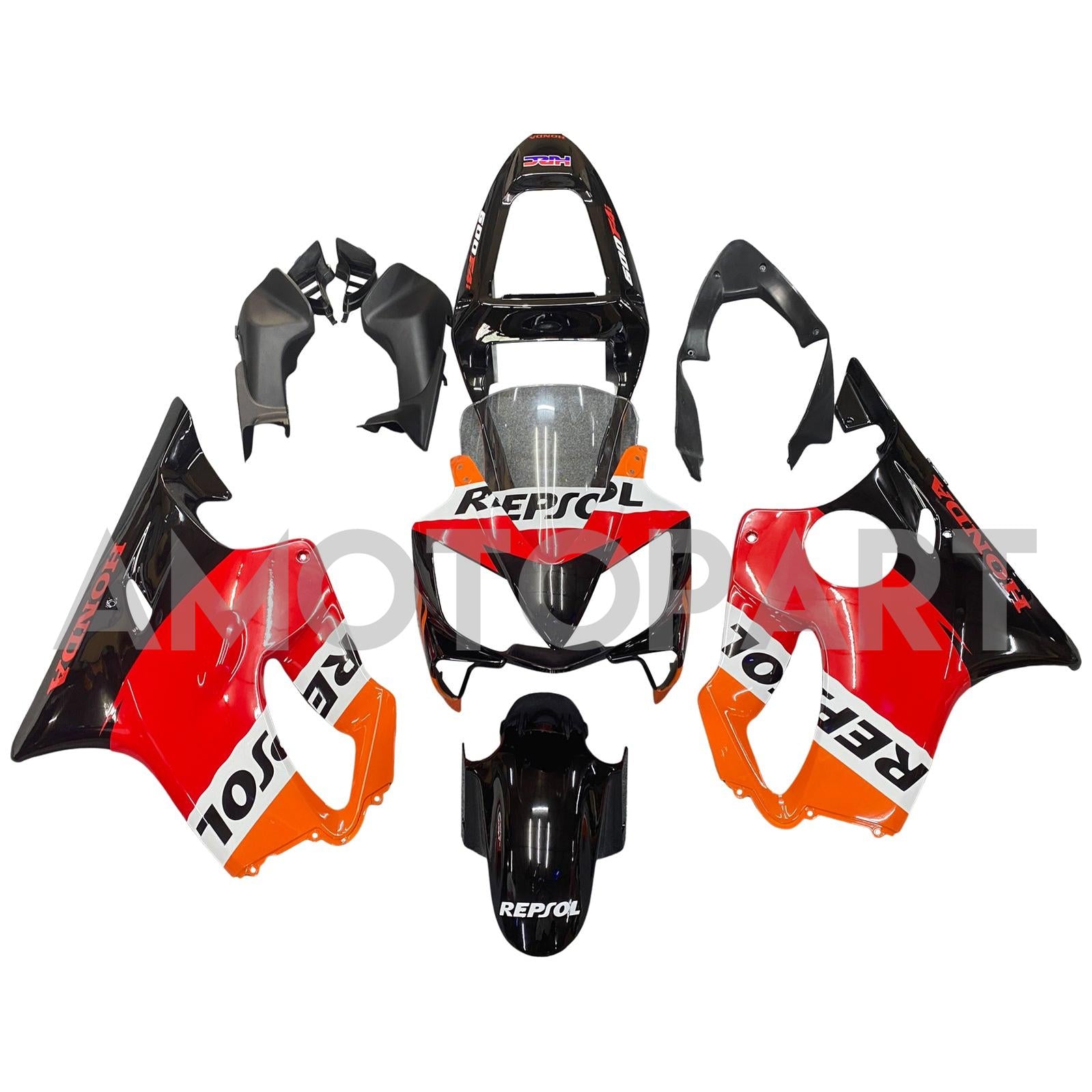 Amotopart 2001-2003 Honda CBR600F4i Fairing Red&Orange Repjol Kit