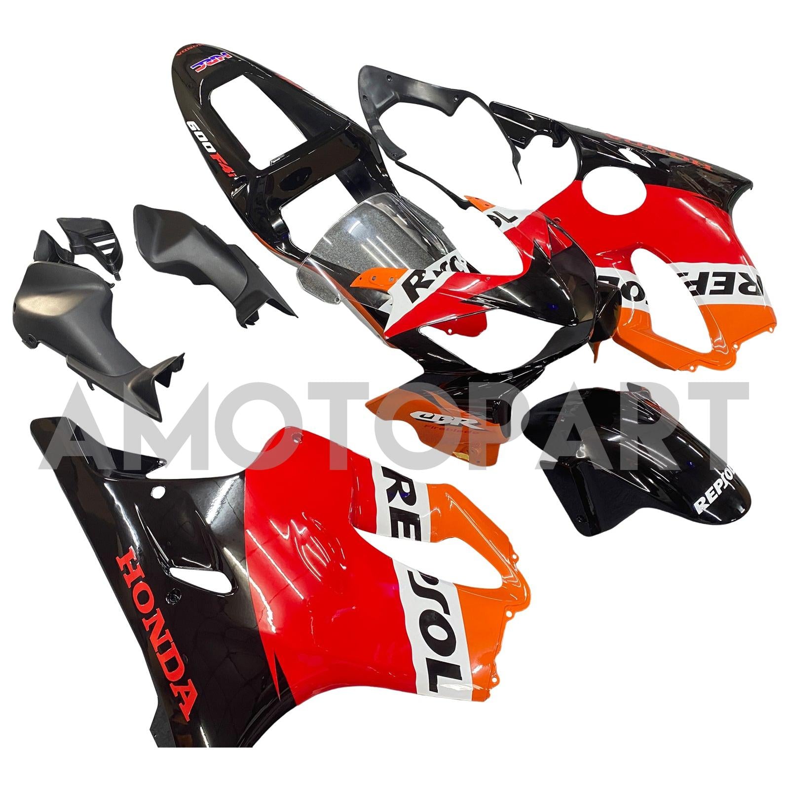 Amotopart 2001-2003 Honda CBR600F4i Fairing Red&Orange Repjol Kit