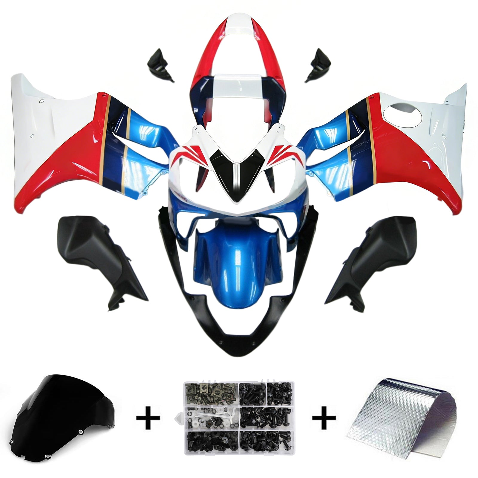 Amotopart 2001-2003 Honda CBR600F4i Kåbe Rød&Blue Kit