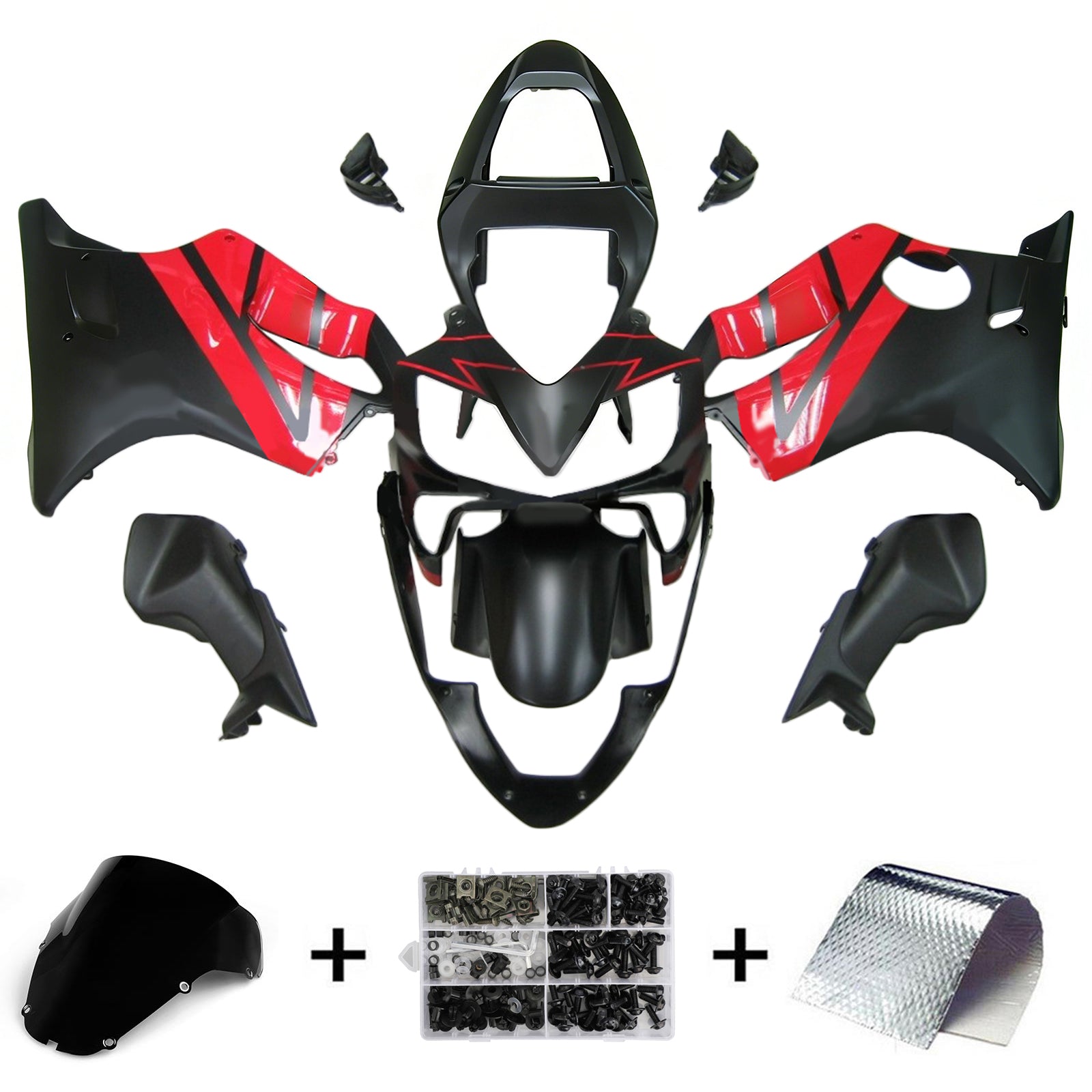 Amotopart 2001-2003 Honda CBR600F4i Fairing Red&Black Style2 Kit