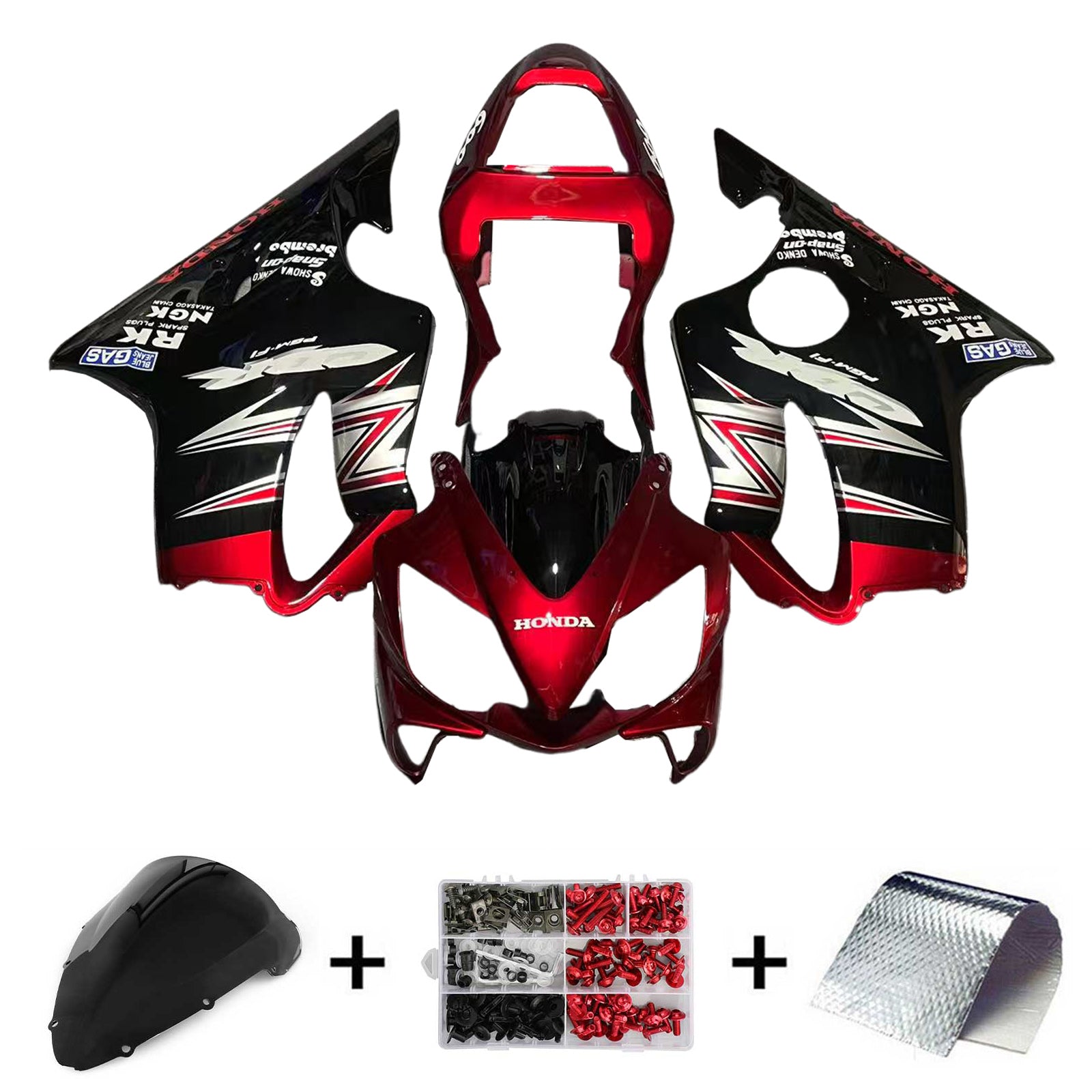 Amotopart 2001-2003 CBR600 F4i Honda Black&Red with Logo Fairing Kit