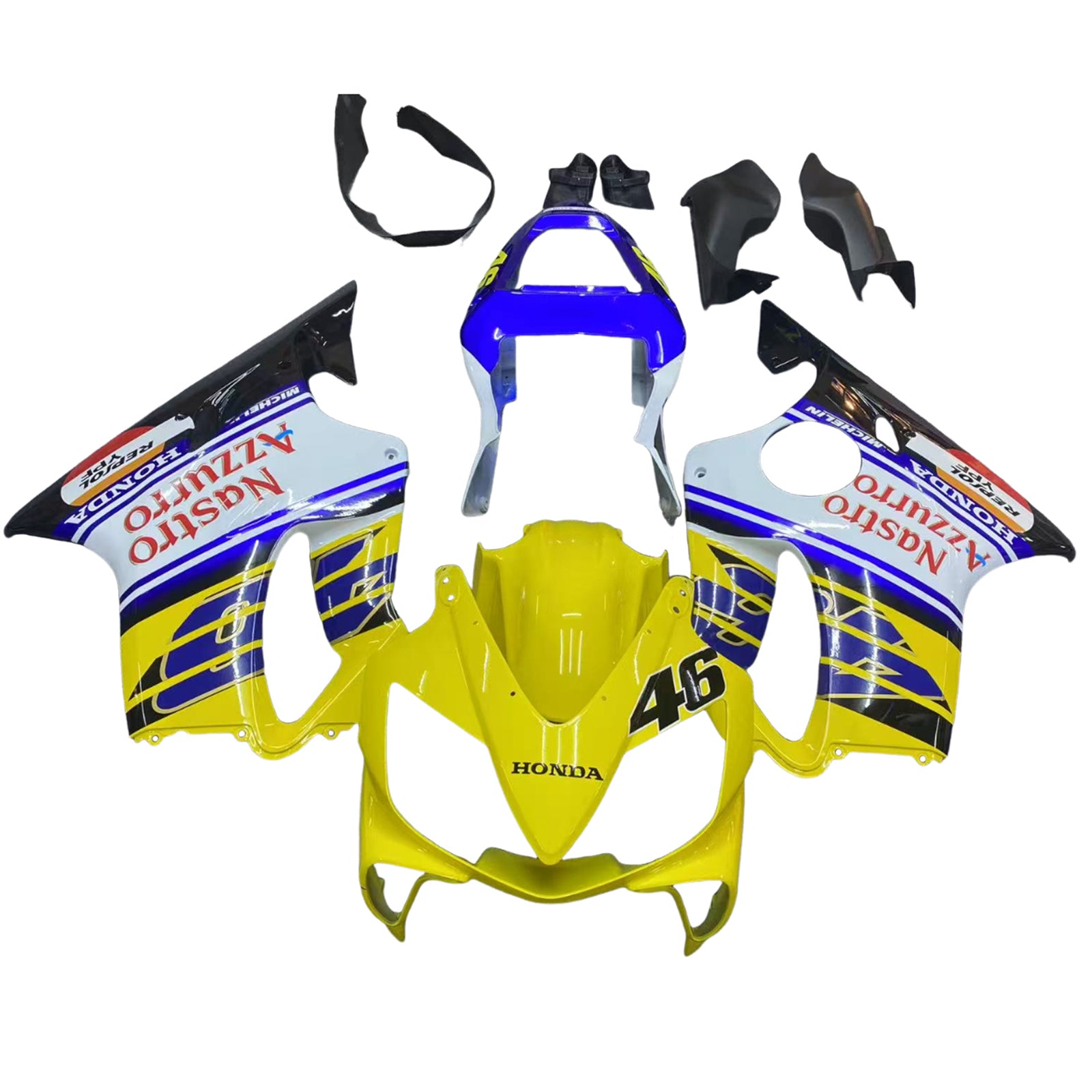 Amotopart 2001-2003 CBR600 F4i Honda Yellow&Blue Fairing Kit