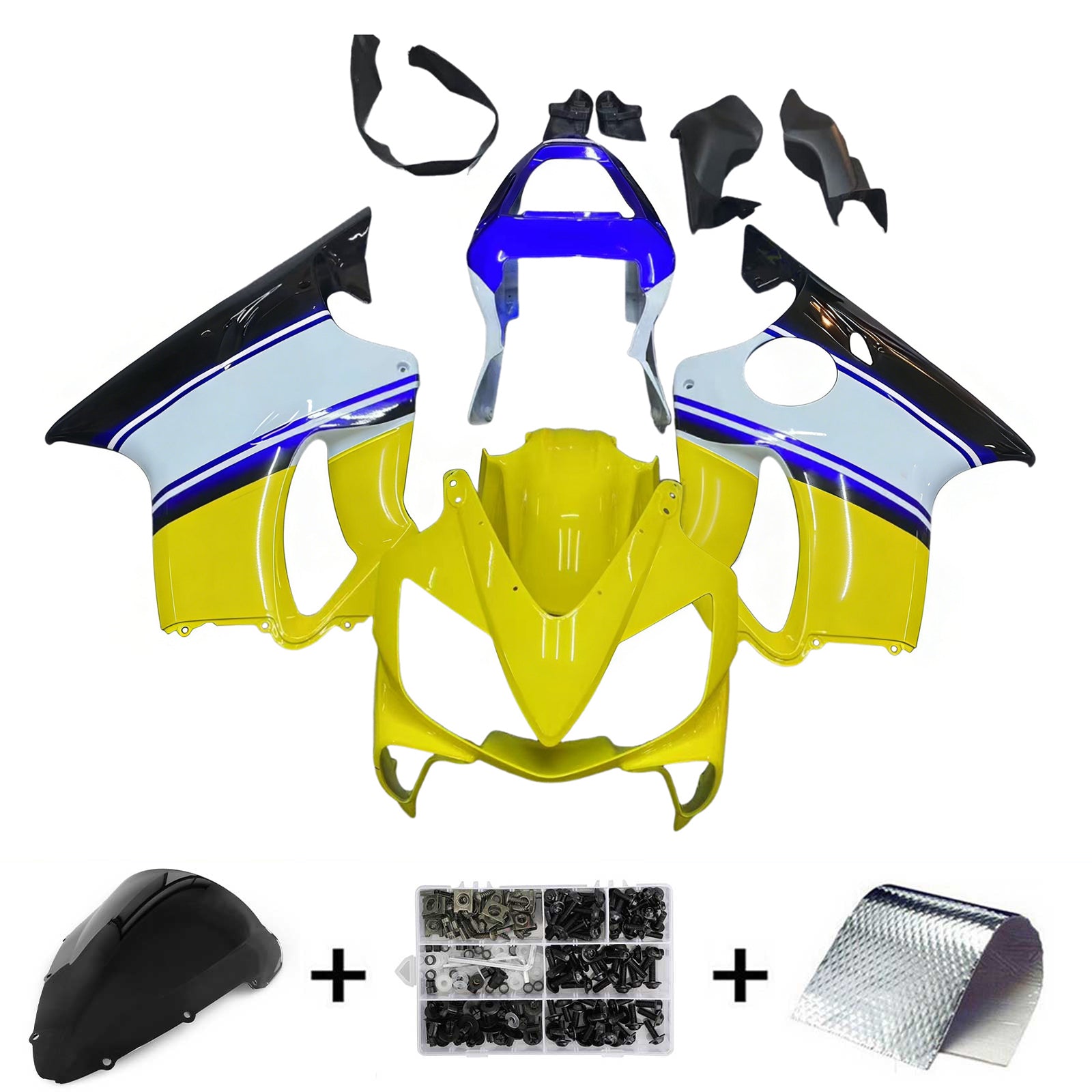 Amotopart 2001-2003 CBR600 F4i Honda Yellow&Blue Fairing Kit