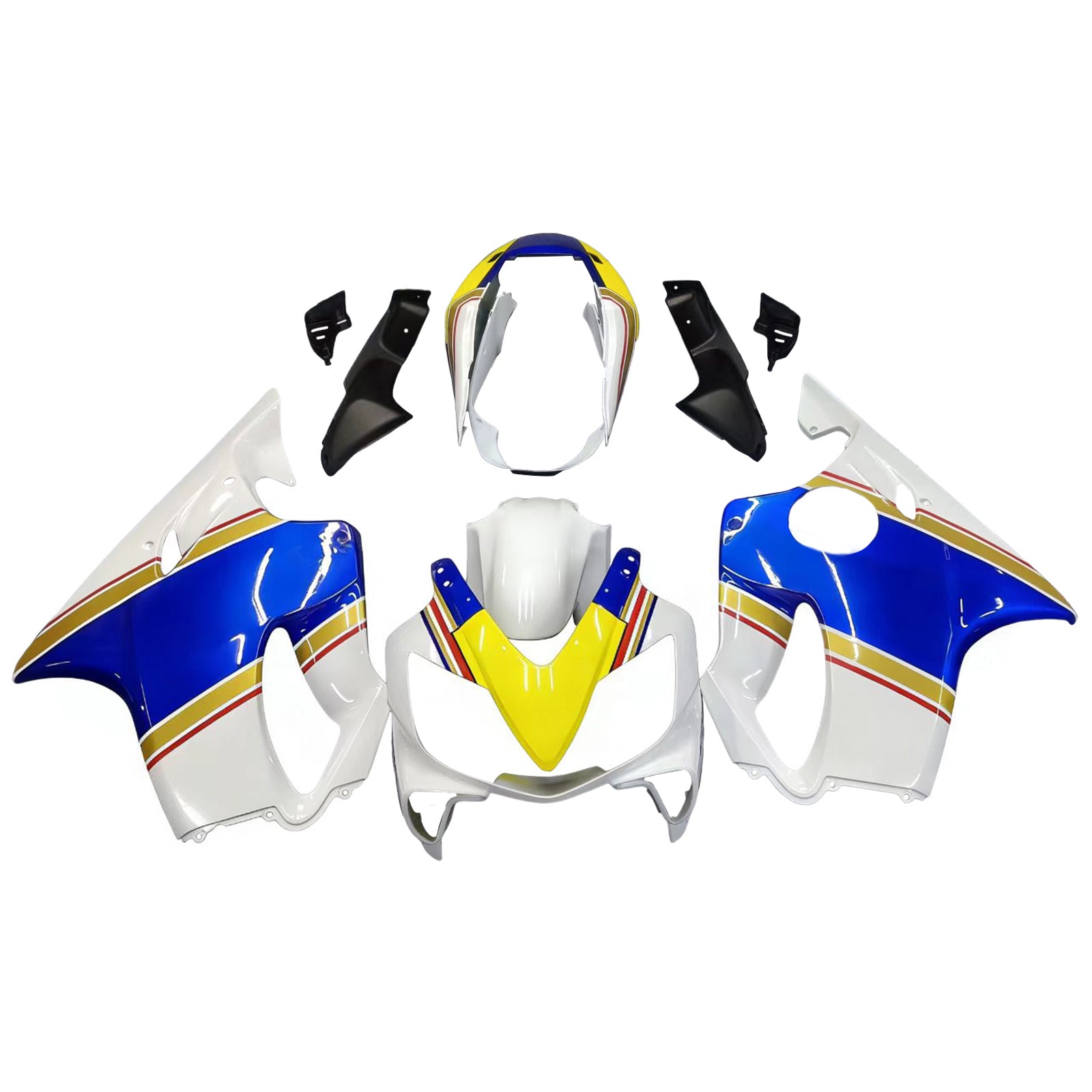 Amotopart 2004-2007 Honda CBR600 F4i Blu&YKit carene Style2 giallo