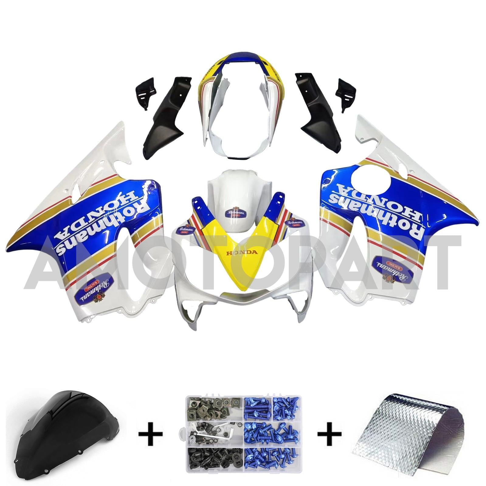 Amotopart 2004-2007 Honda CBR600 F4i Blue&Yellow with Logo Style2 Fairing Kit