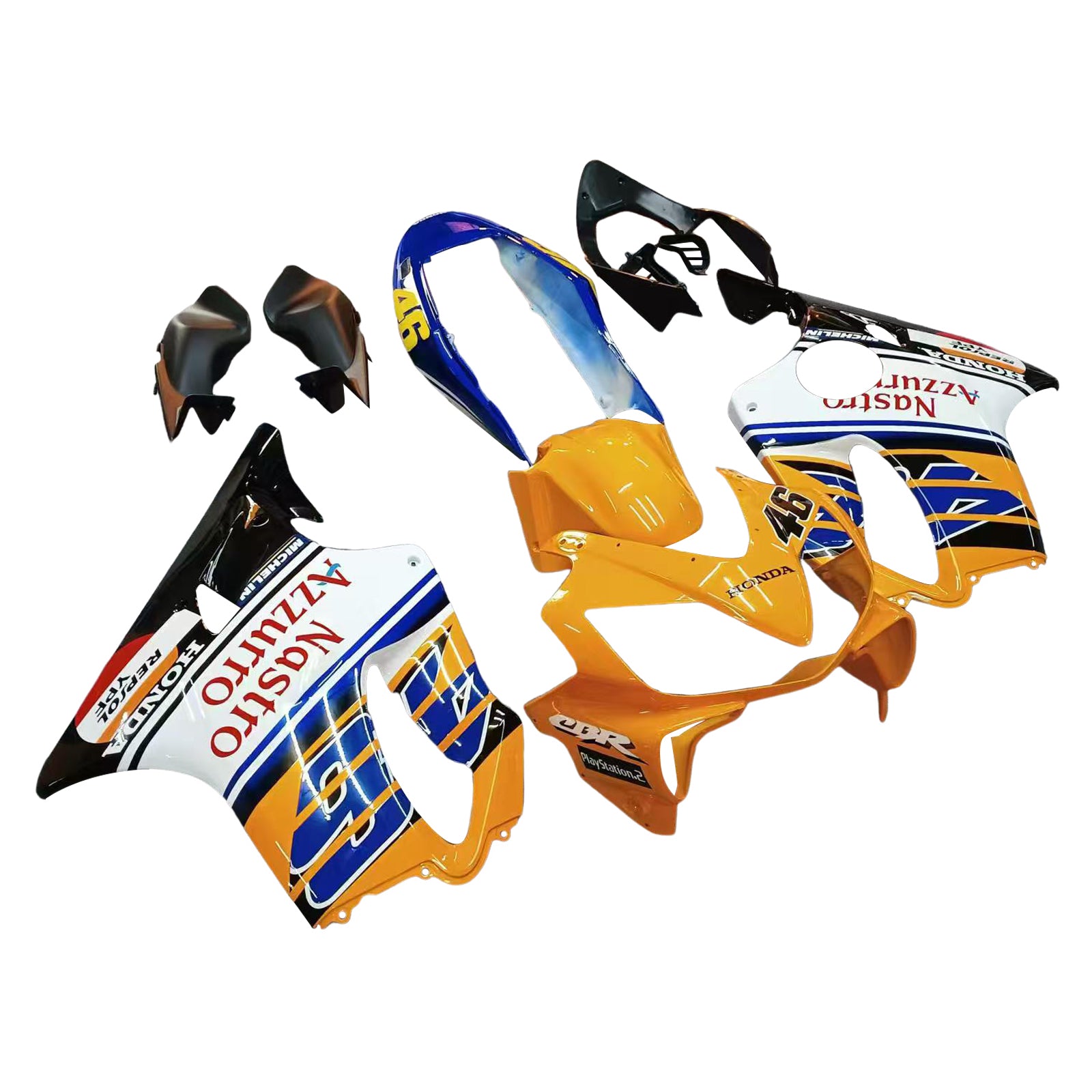 Amotopart 2004-2007 Honda CBR600 F4I Blue & Yellow With Logo Style3 Fairing Kit