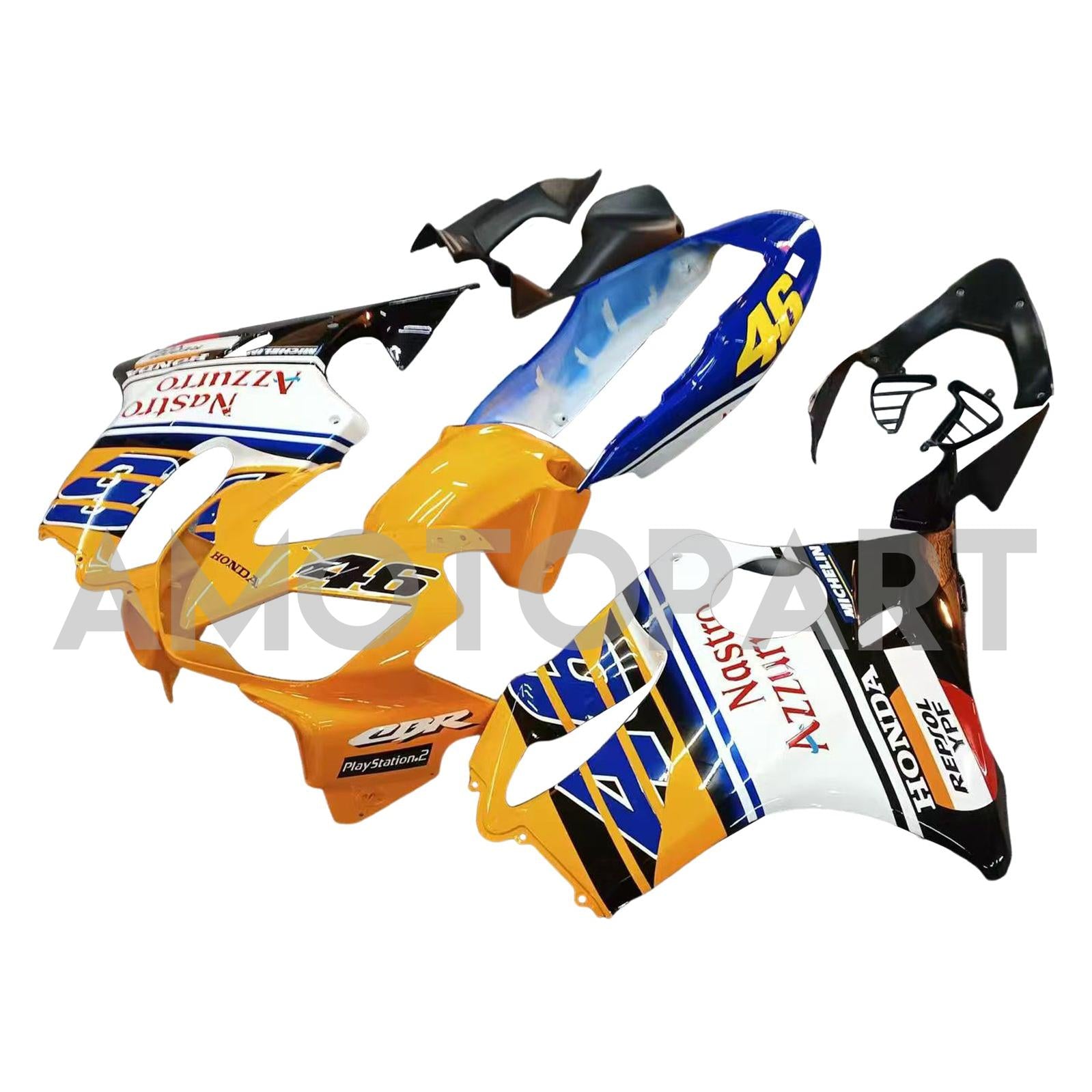 Amotopart 2004-2007 Honda CBR600 F4i Blue&Yellow with Logo Style3 Fairing Kit