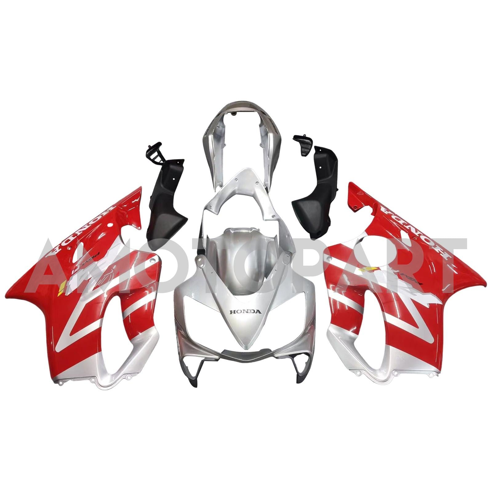 Amotopart 2004-2007 Honda CBR600 F4i Red&Silver Fairing Kit
