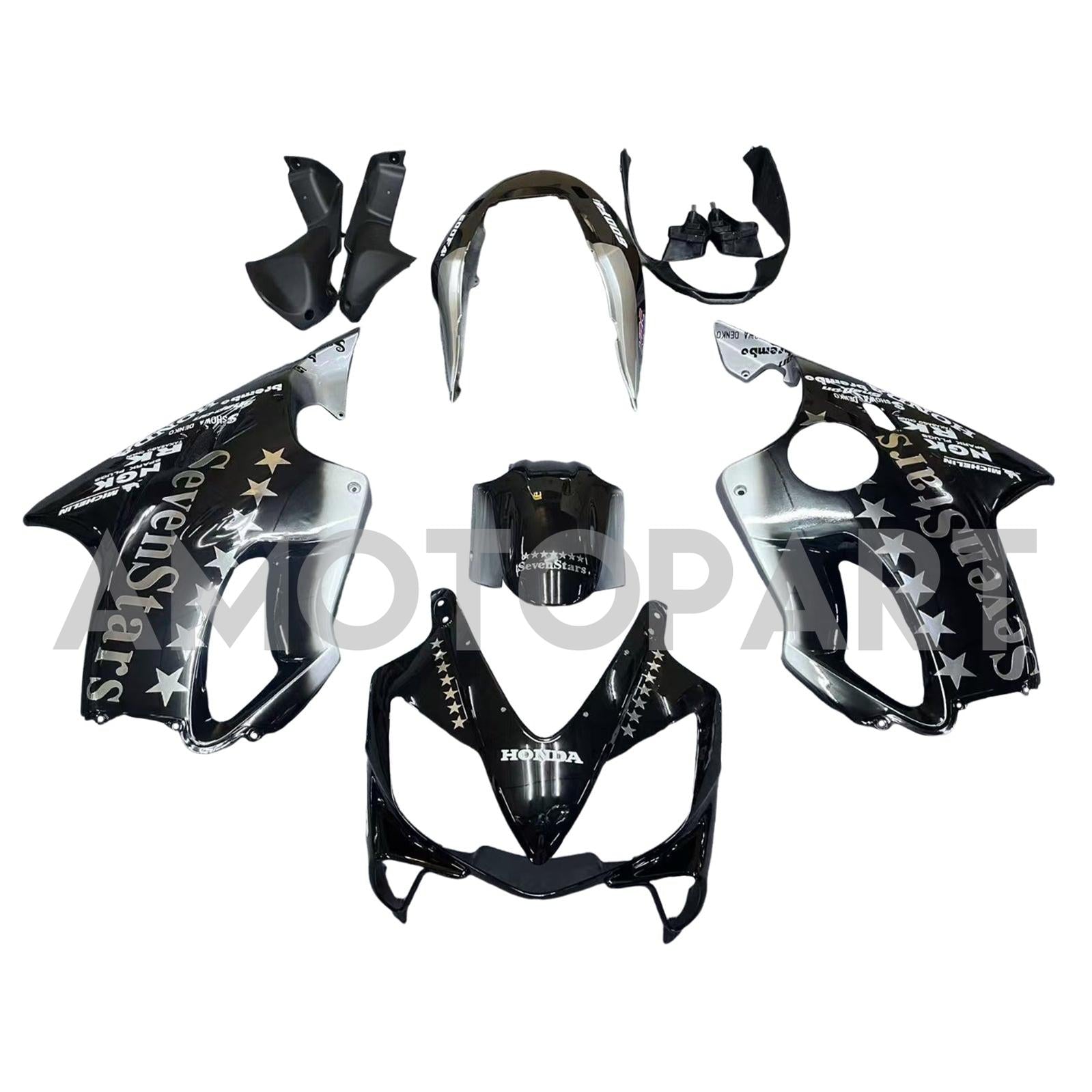 Amotopart 2004-2007 Honda CBR600 F4i Black with Logo Fairing Kit
