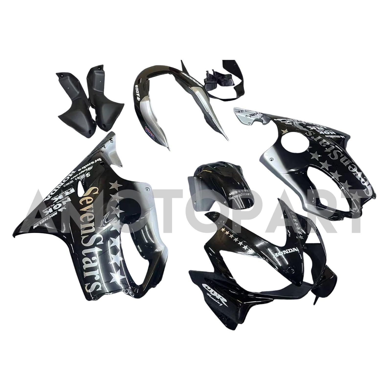 Amotopart 2004-2007 Honda CBR600 F4i Black with Logo Fairing Kit