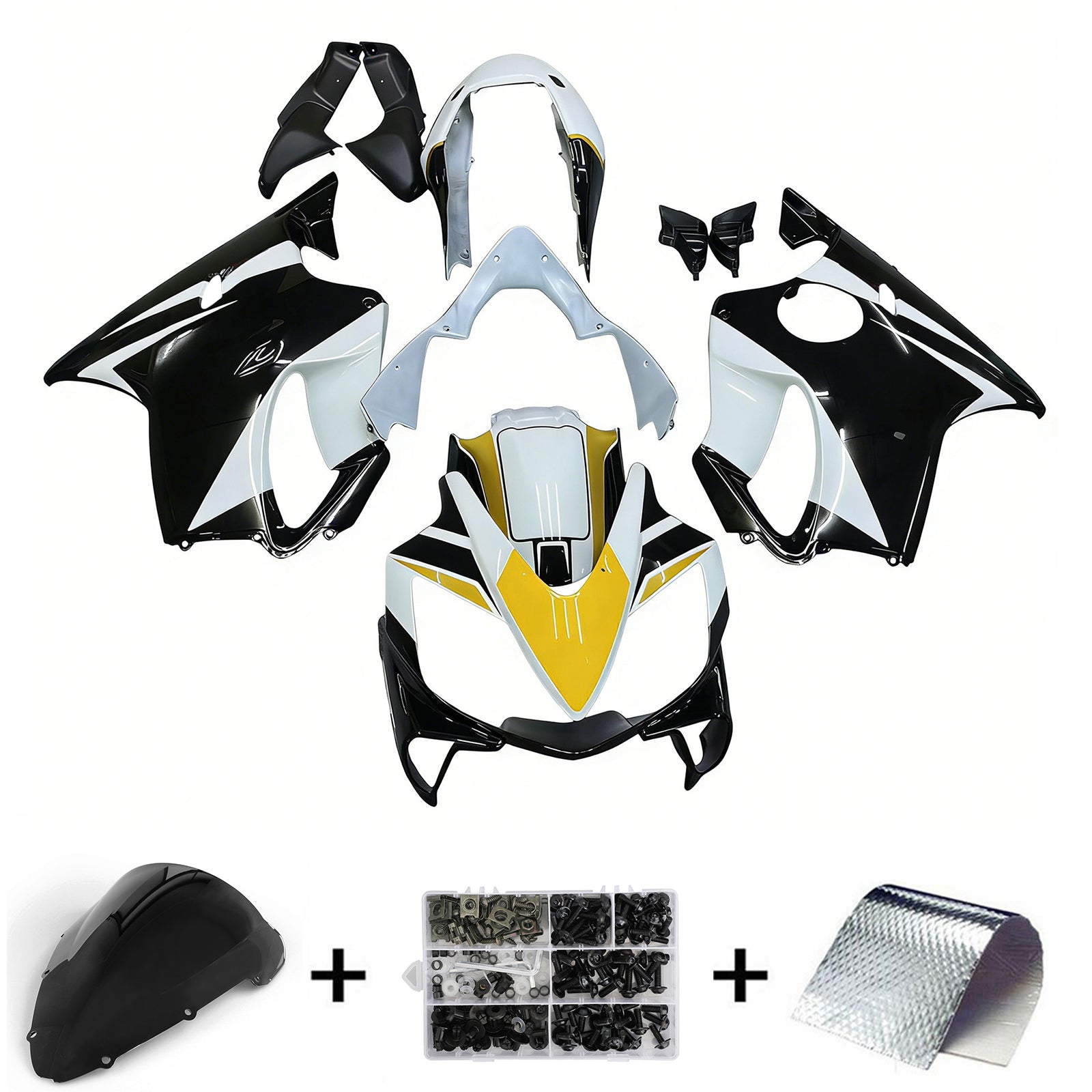 Amotopart 2004–2007 Honda CBR600 F4i Weiß Schwarz Verkleidungsset