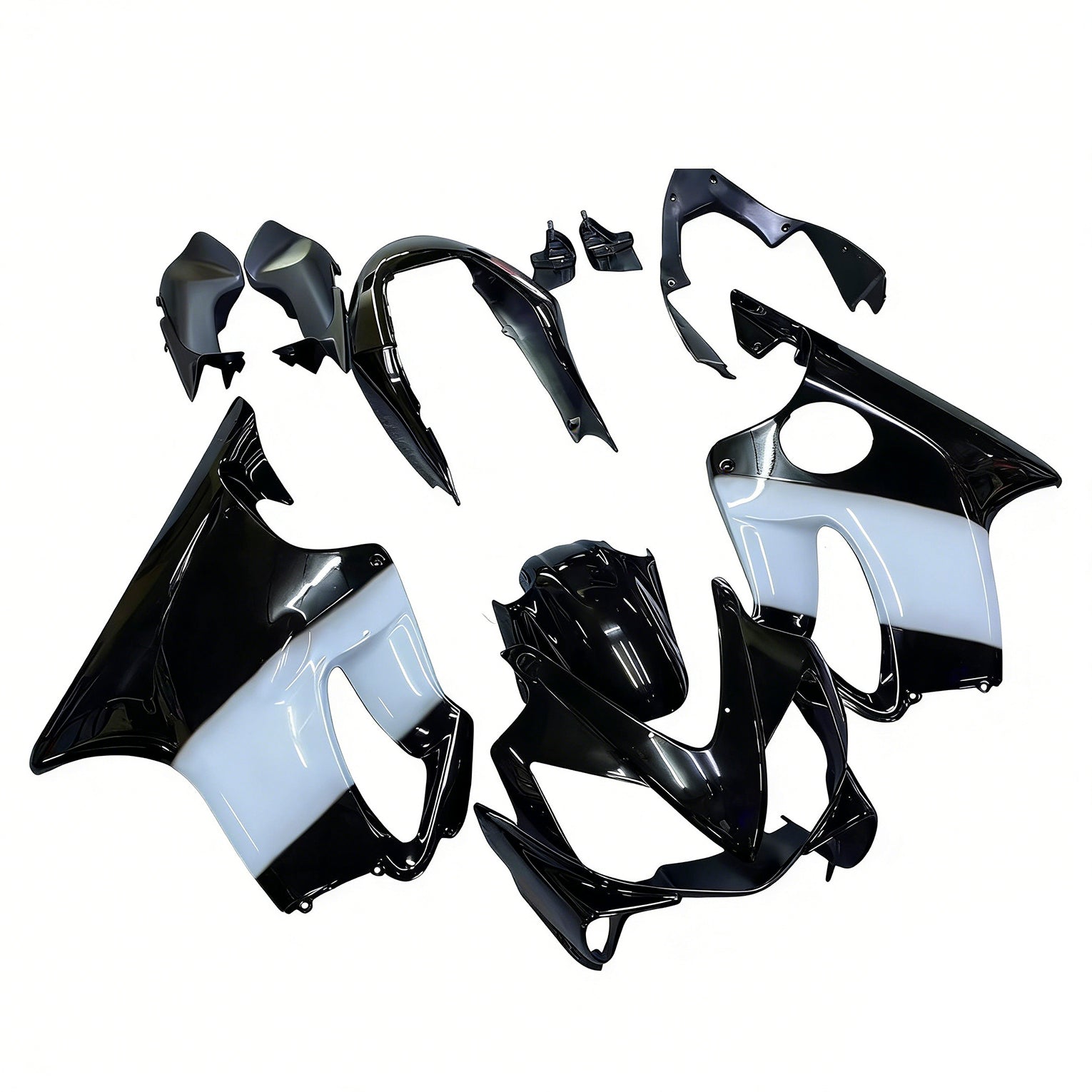 Amotopart 2004-2007 Honda CBR600 F4i Black White Fairing Kit