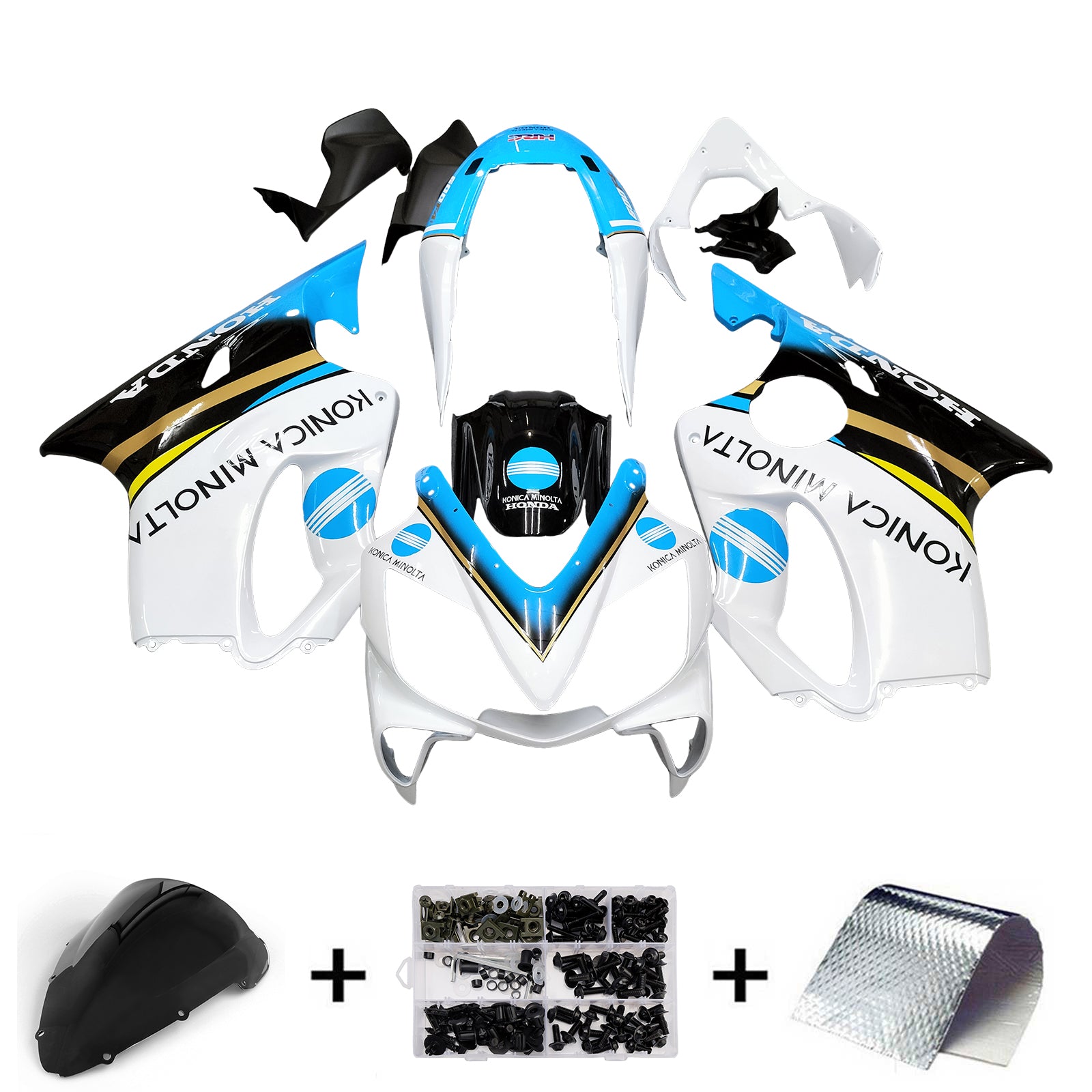 Amotopart 2004-2007 CBR600 F4i Honda White Light Blue Fairing Kit