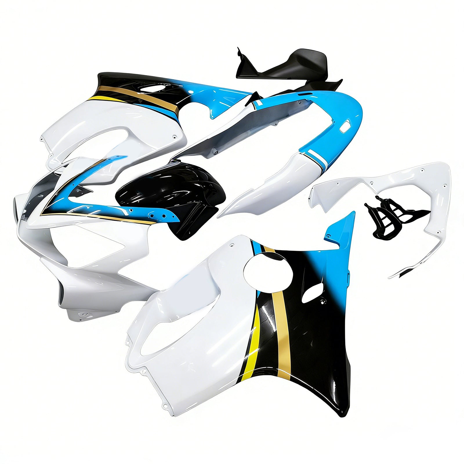 Amotopart 2004-2007 CBR600 F4i Honda White Light Blue Fairing Kit