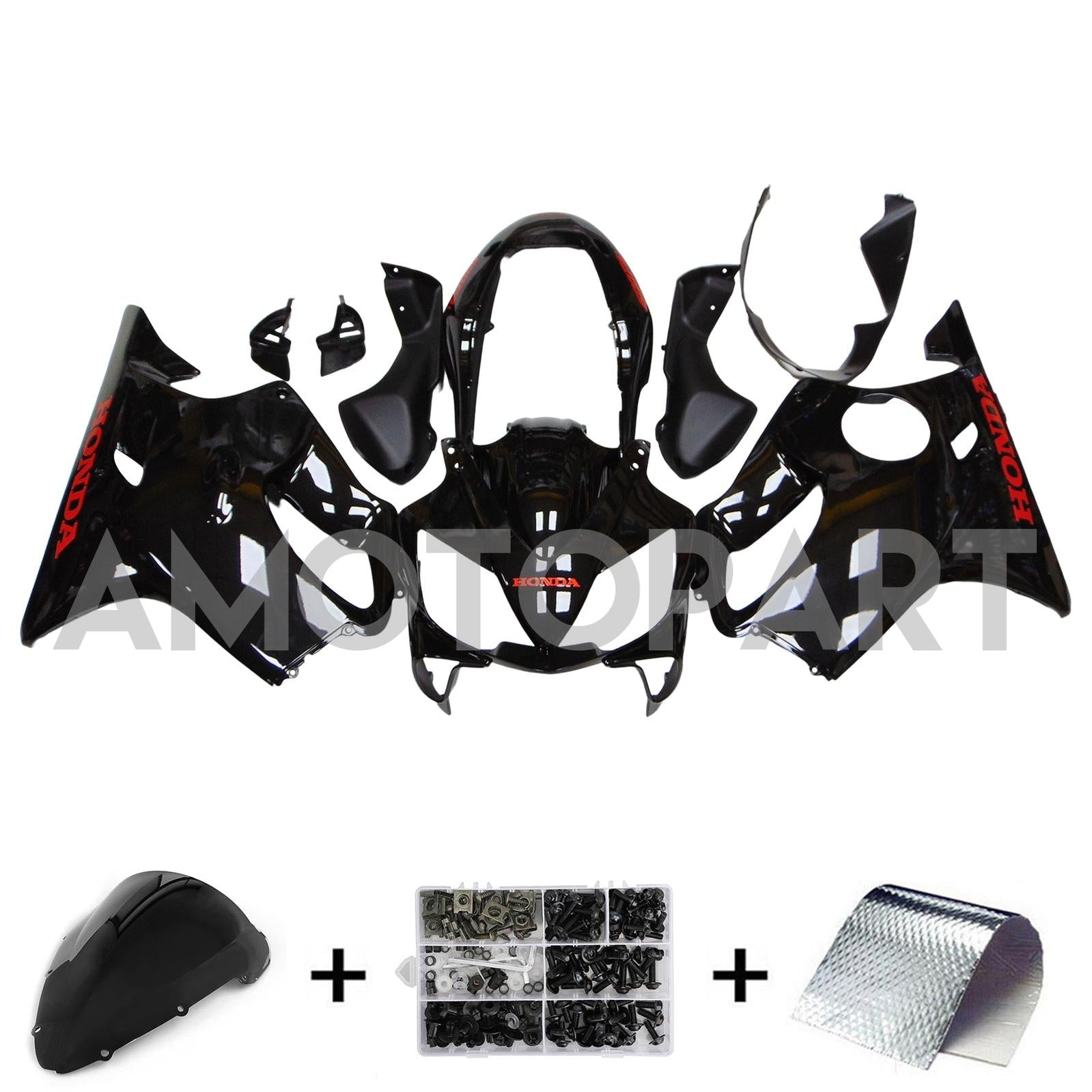 Amotopart Honda CBR600 F4i 2004-2007 Black Fairing Kit