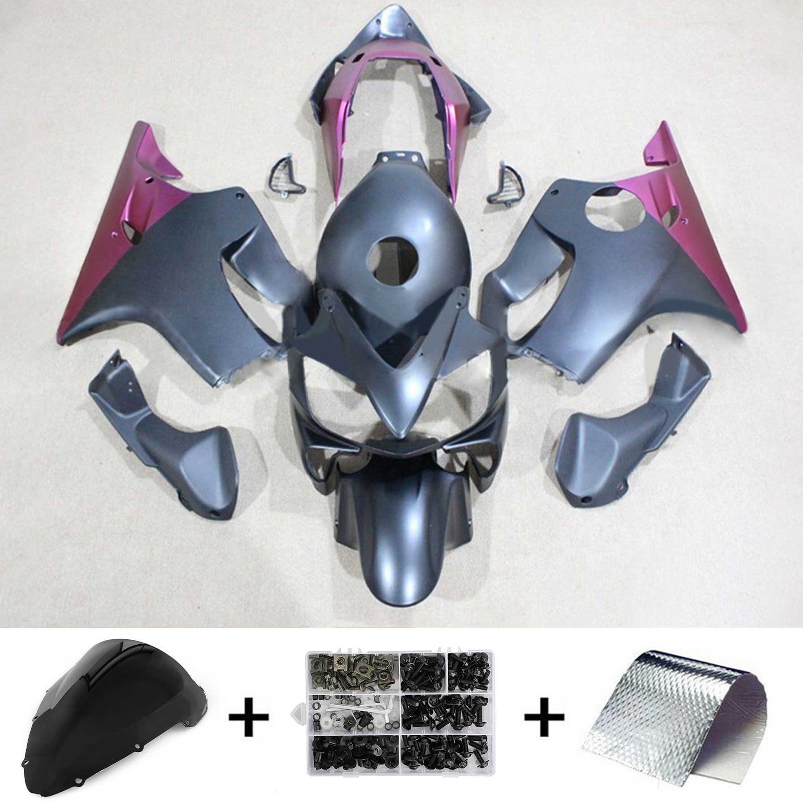 Amotopart 2004-2007 CBR600 F4i Honda Kit de carenado negro y morado
