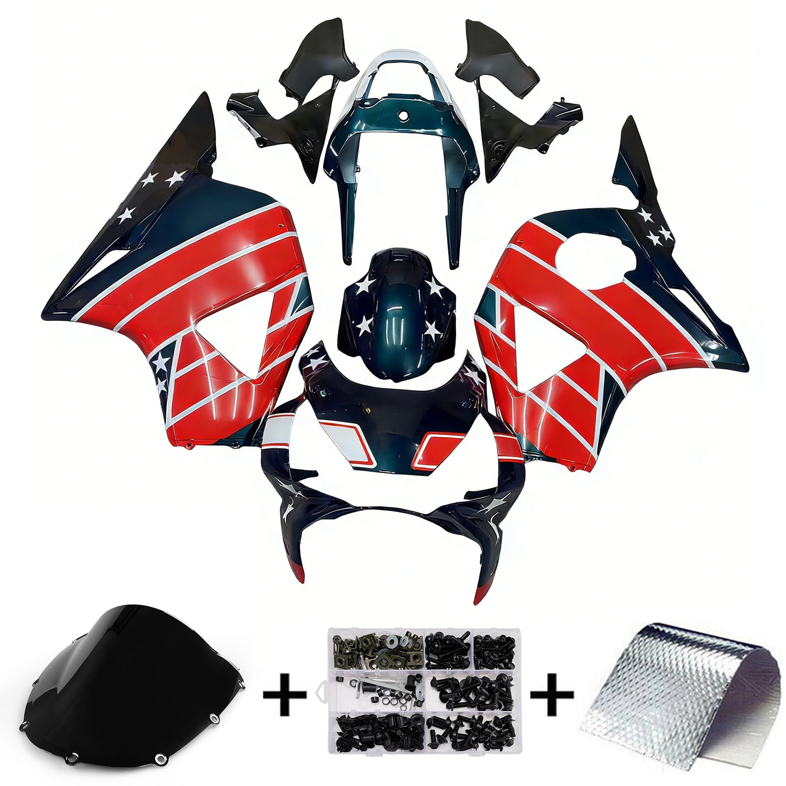 Amotopart 2002-2003 Honda CBR954 Red Black Fairing Kit
