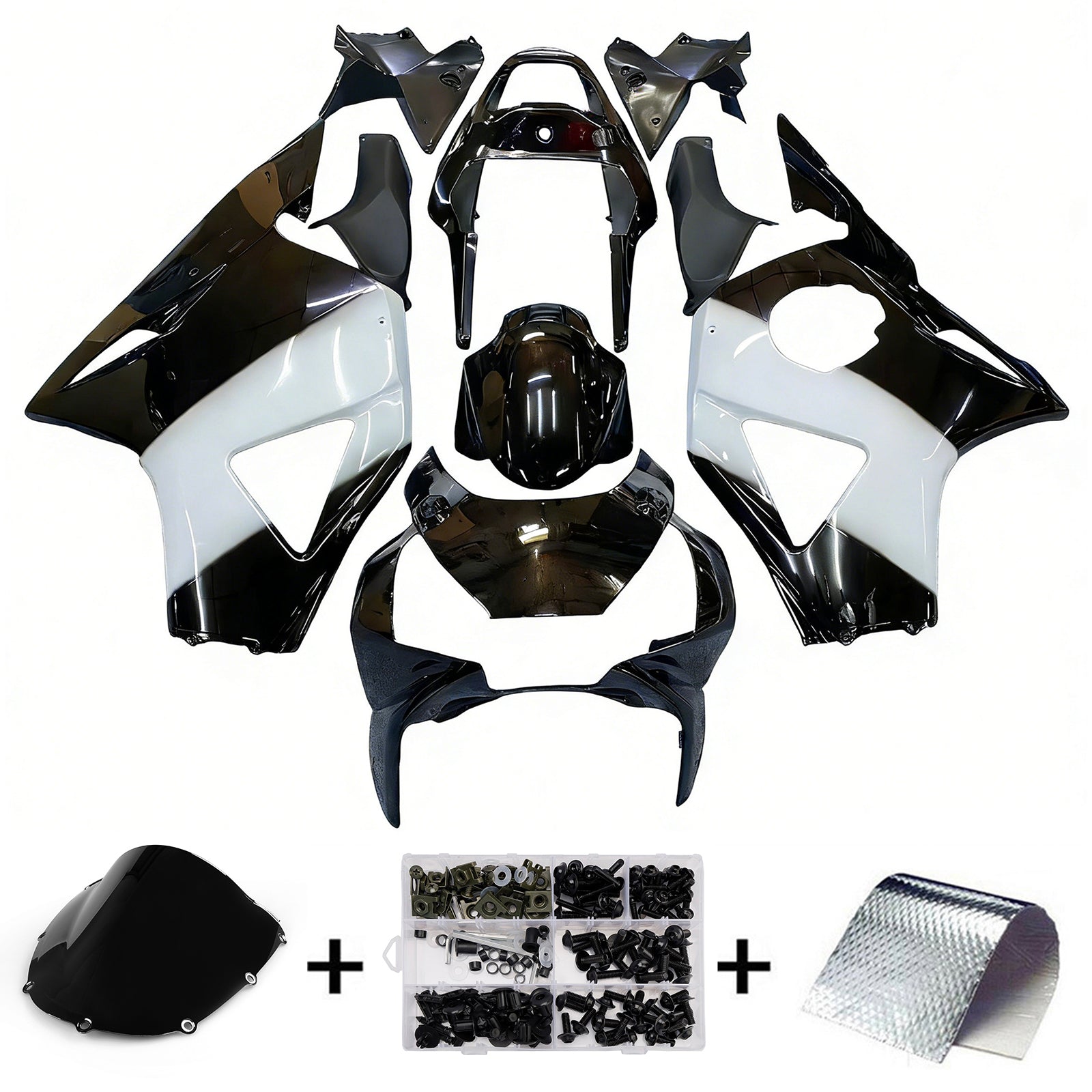 Kit de carenagem Amotopart 2002-2003 Honda CBR954 branco preto
