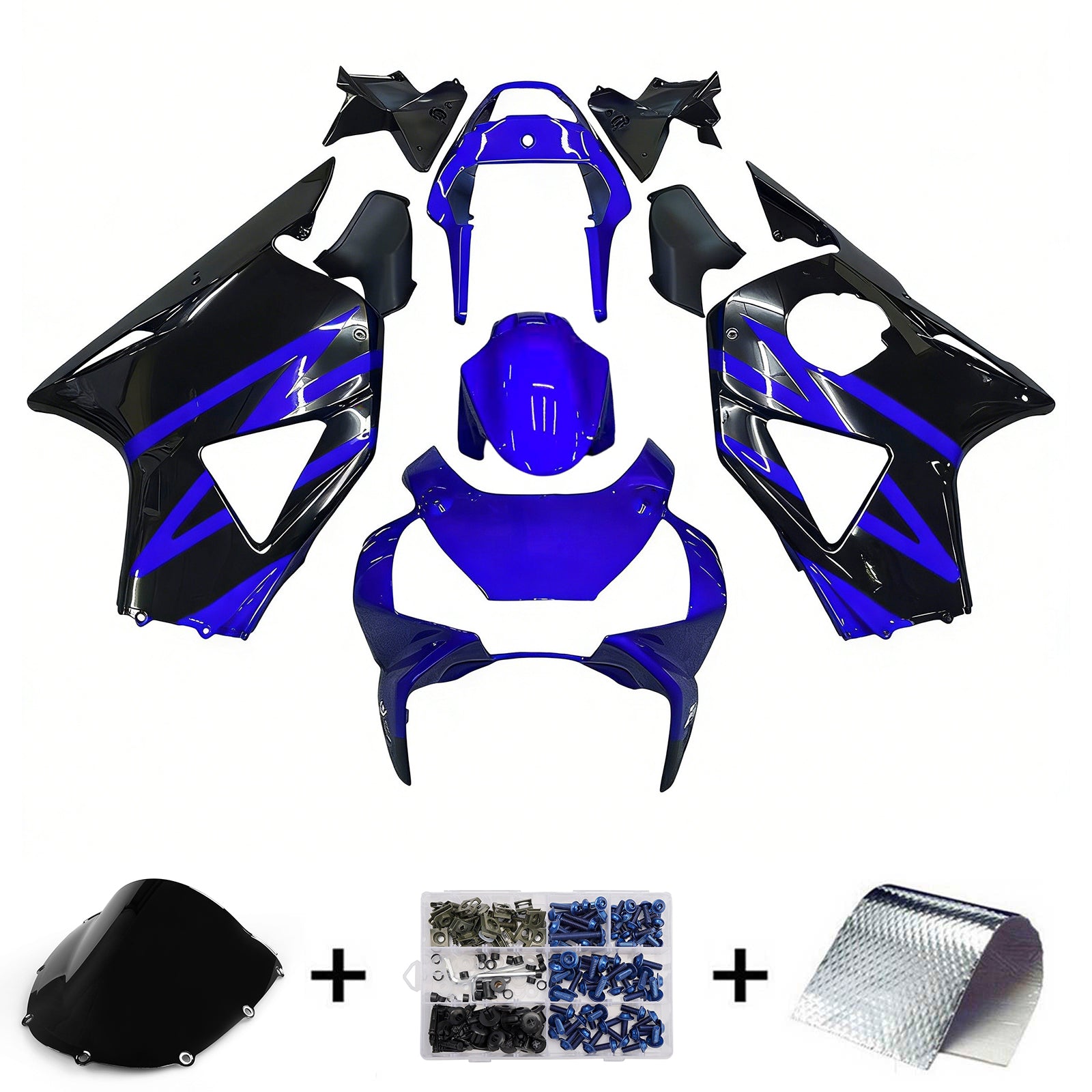 Amotopart 2002-2003 Honda CBR954 Glossy Blue Black Fairing Kit