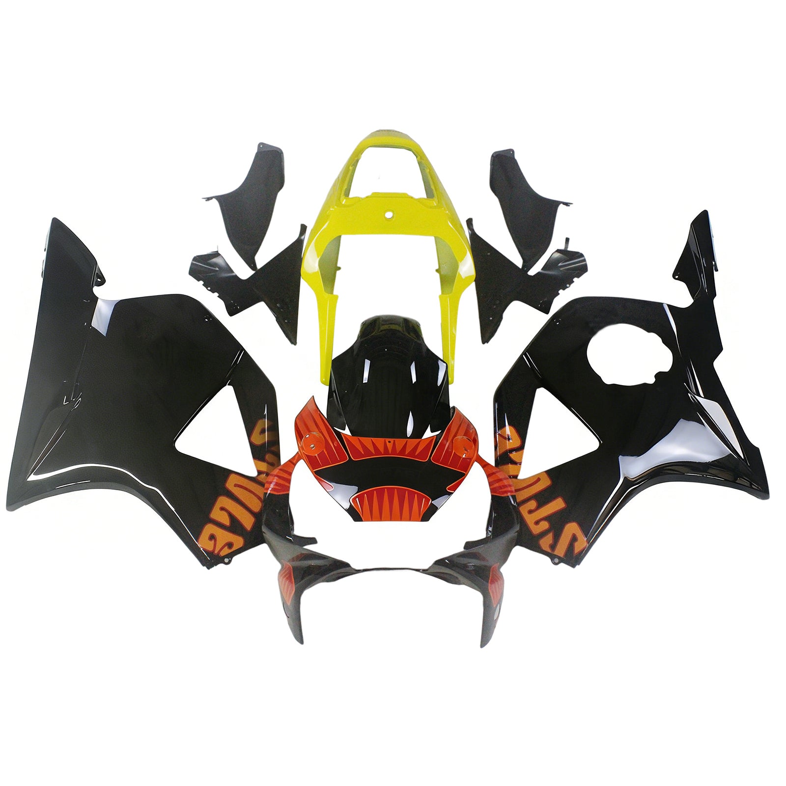 Amotopart 2002-2003 Honda CBR954 Black Yellow Fairing Kit