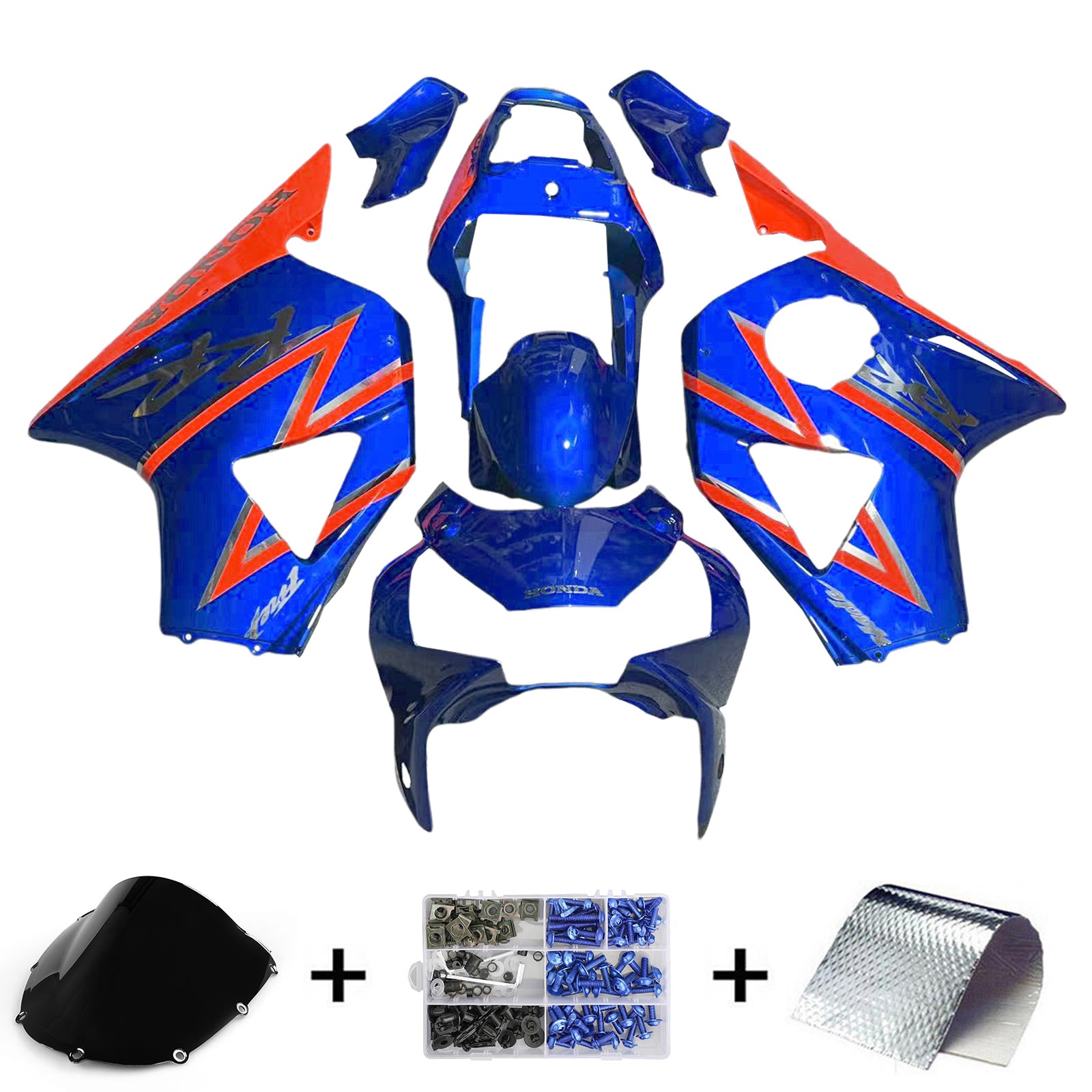 Kit de carenado Amotopart Honda CBR954 2002-2003 azul y naranja