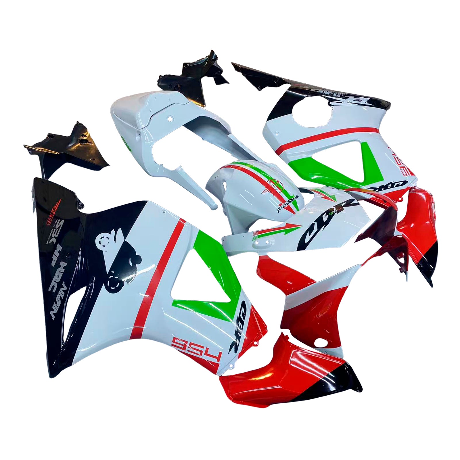 Amotopart 2002-2003 CBR954 Honda Red & Green Fair Kit